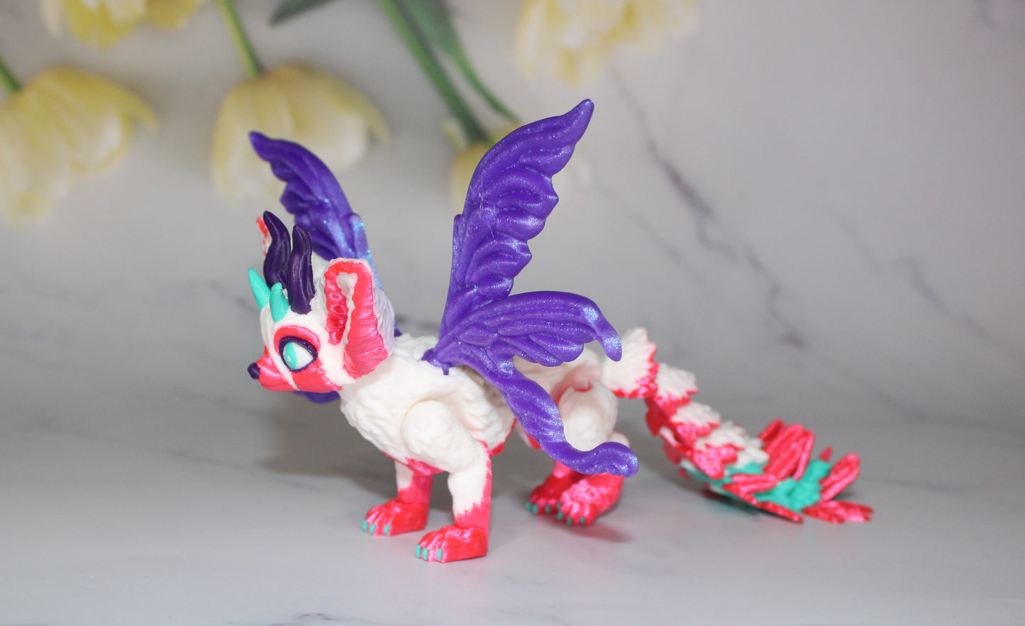 Fennec Fox or Fairy Fennec Fox Articulated 3d Printed Flexi Fidget Figurine - Wonderland 3D Printing