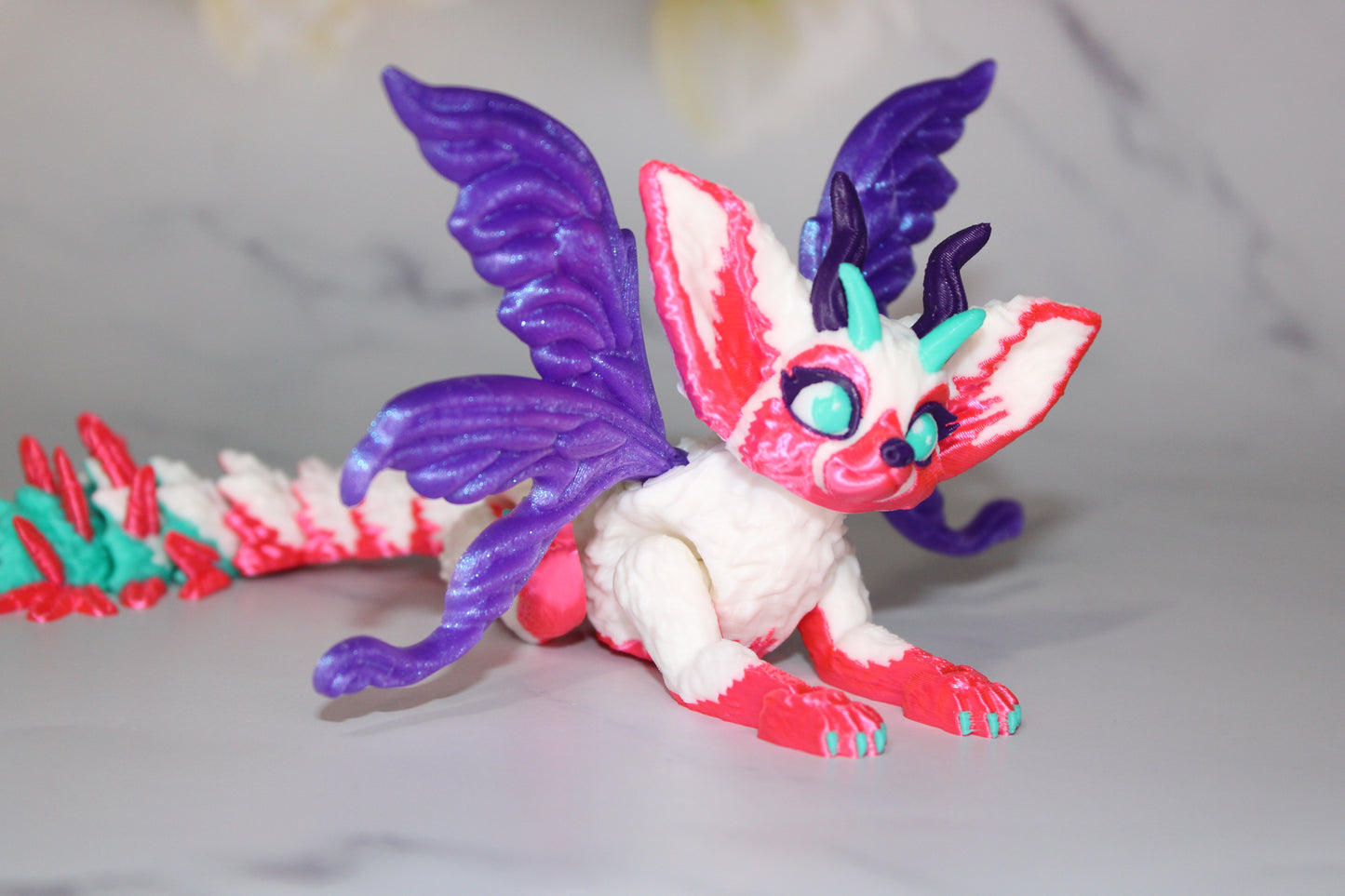 Fennec Fox or Fairy Fennec Fox Articulated 3d Printed Flexi Fidget Figurine - Wonderland 3D Printing