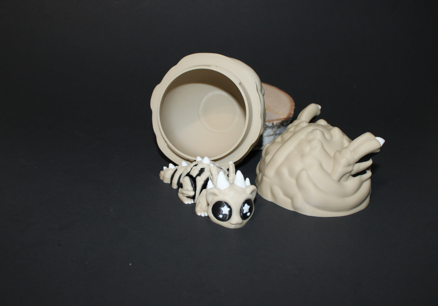 3D Printed Skelly Dragon with Egg 3.75" Long- Egg is 4" Tall