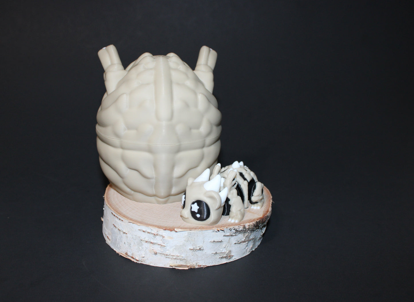 3D Printed Skelly Dragon with Egg 3.75" Long- Egg is 4" Tall