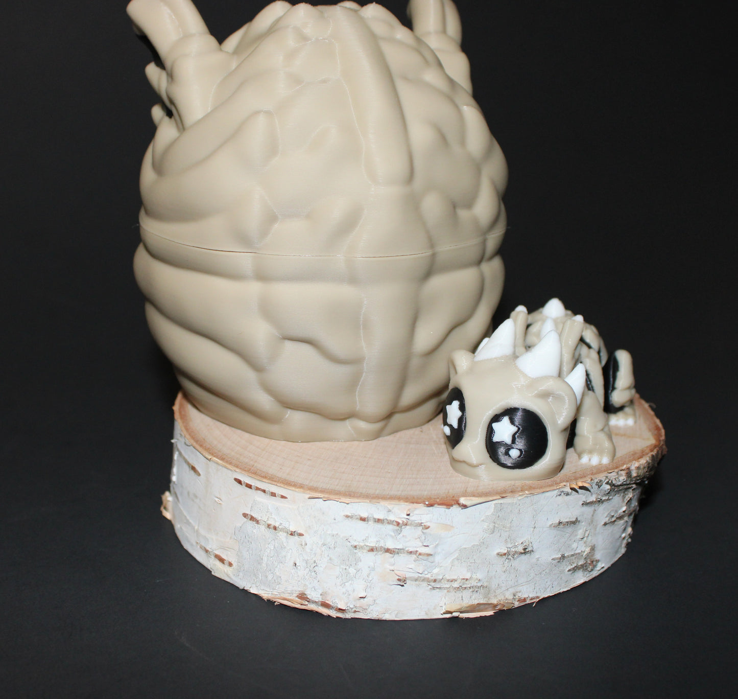 3D Printed Skelly Dragon with Egg 3.75" Long- Egg is 4" Tall