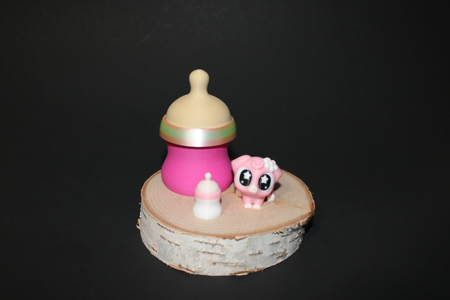 3D Printed Baby Piggy with Mini Bottle and Bottle Container