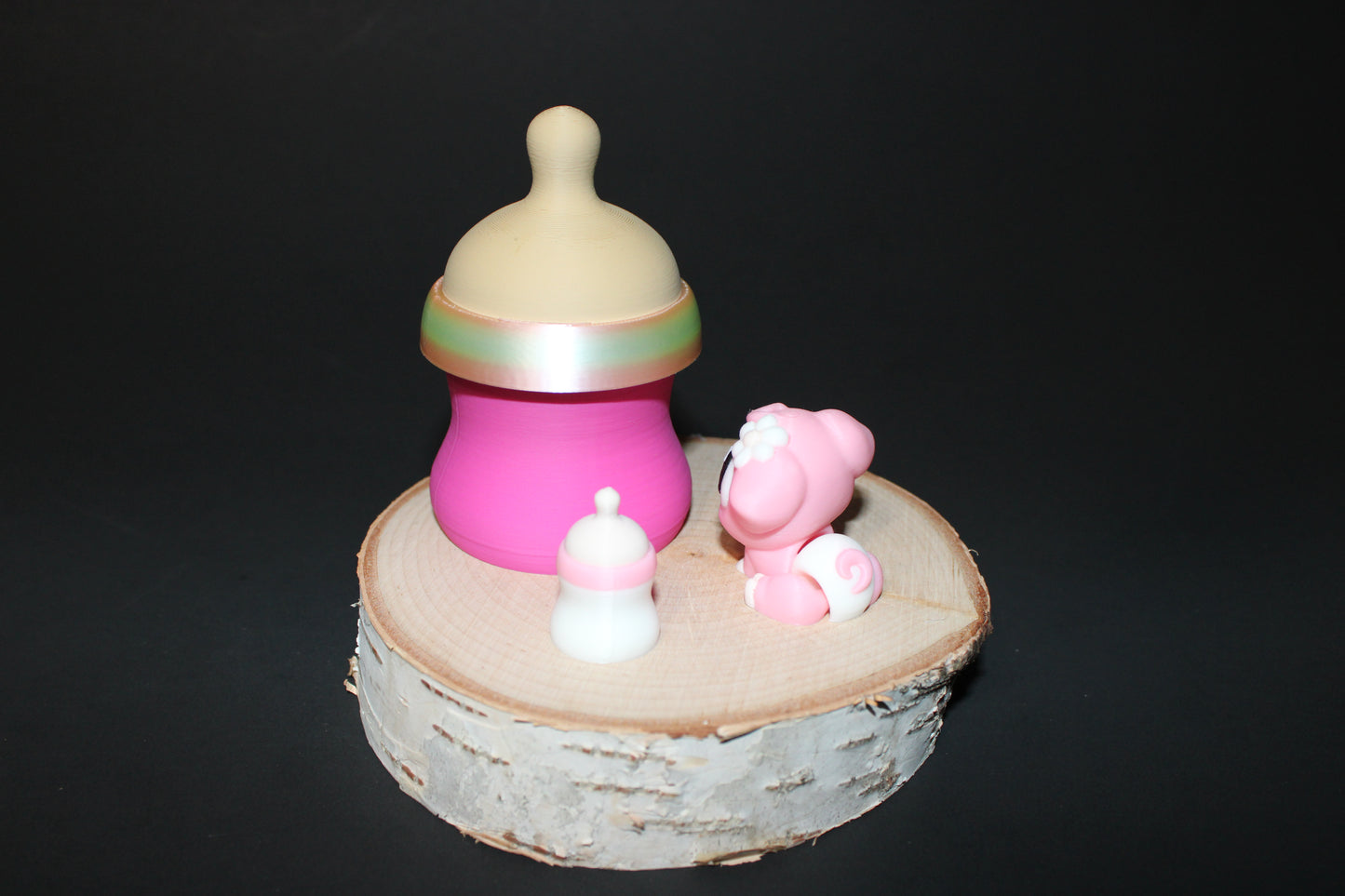3D Printed Baby Piggy with Mini Bottle and Bottle Container