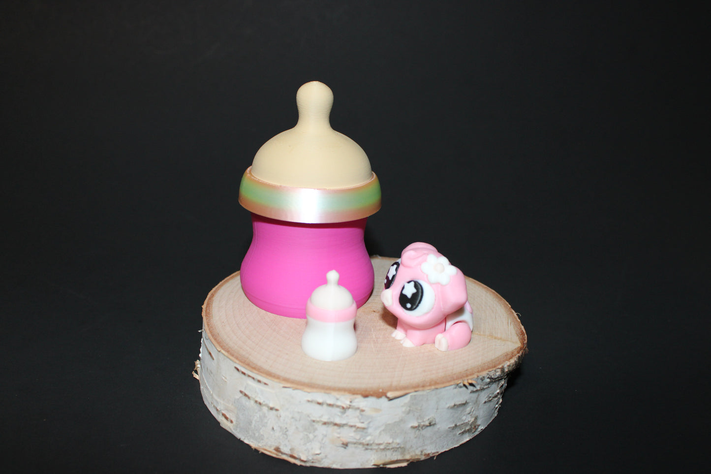 3D Printed Baby Piggy with Mini Bottle and Bottle Container