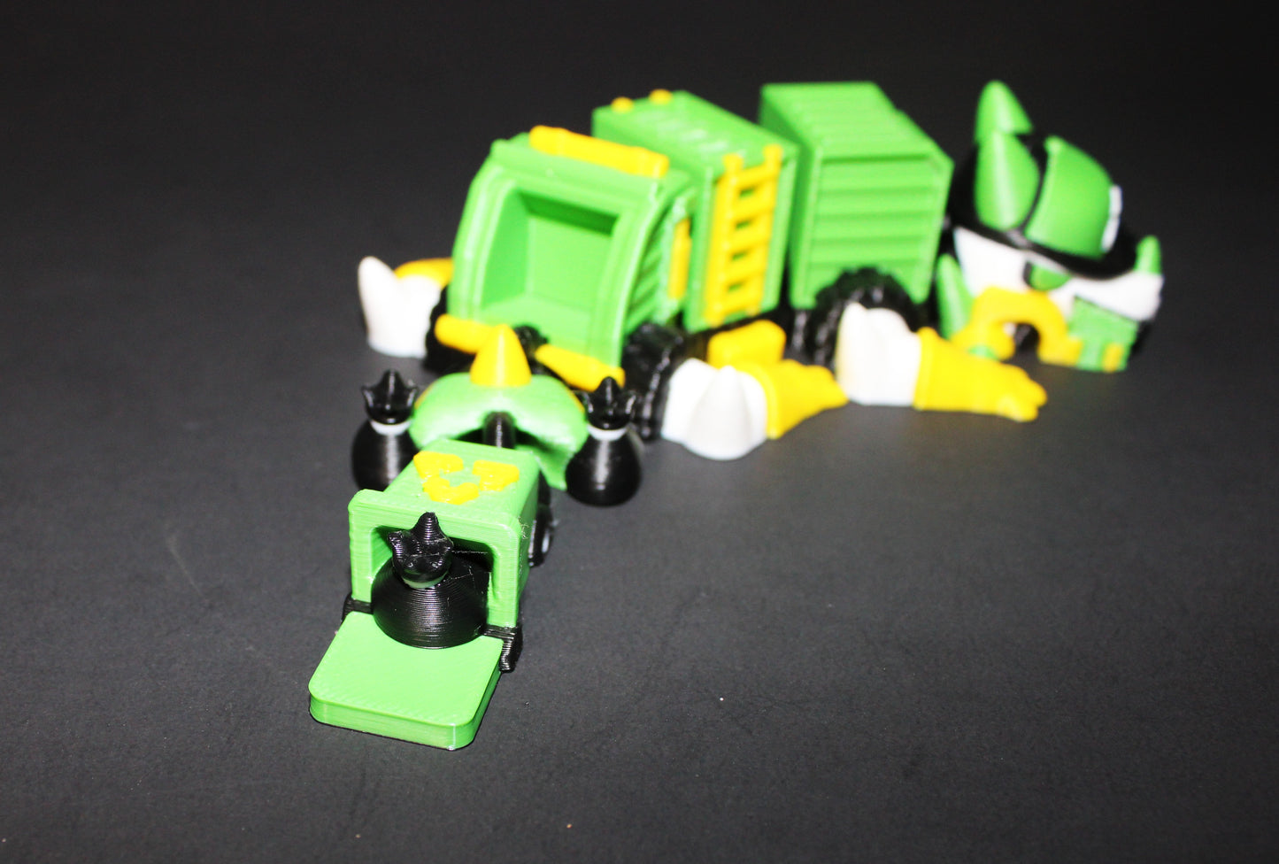 Garbage Truck Dragon: 3D Printed Articulated Fidget 7.25" Long