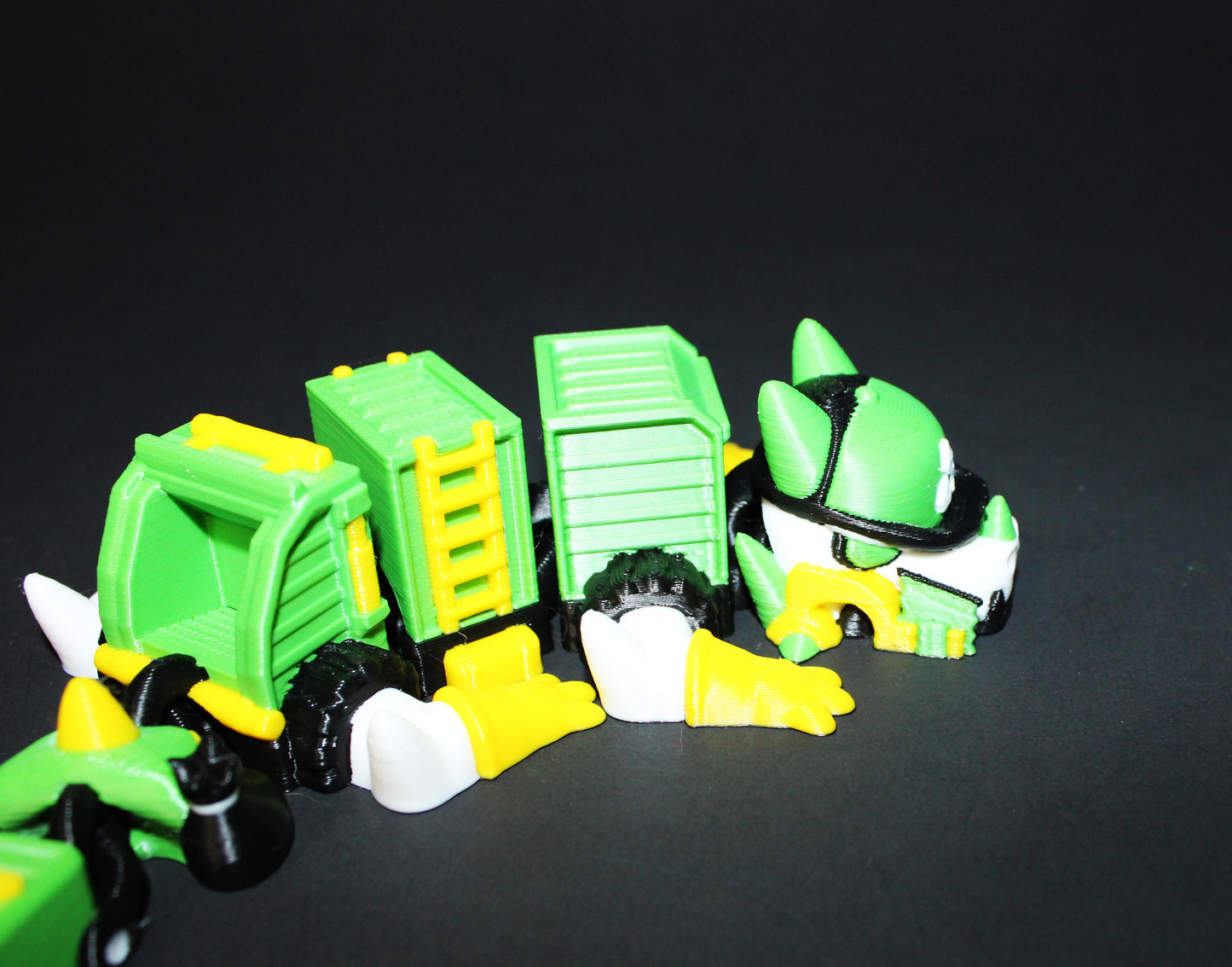 Garbage Truck Dragon: 3D Printed Articulated Fidget 7.25" Long