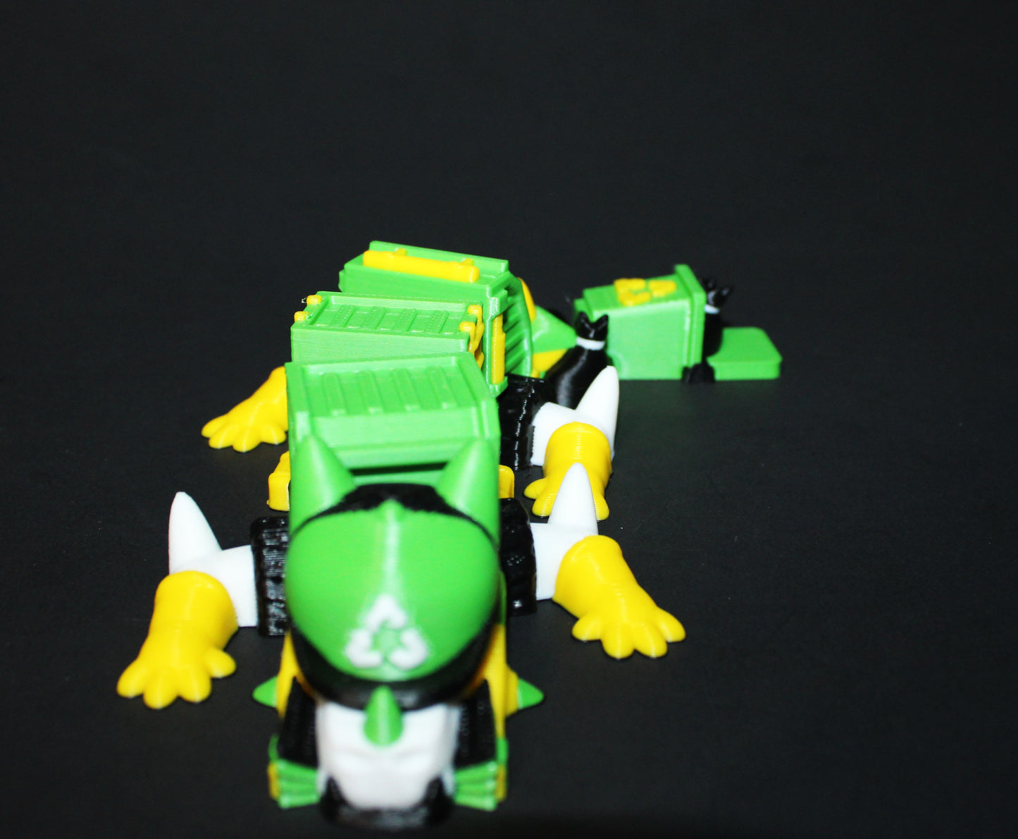 Garbage Truck Dragon: 3D Printed Articulated Fidget 7.25" Long
