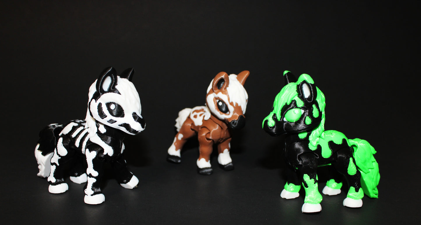 Tiny Halloween Horse 3D Printed Articulated Figurine 3" Tall