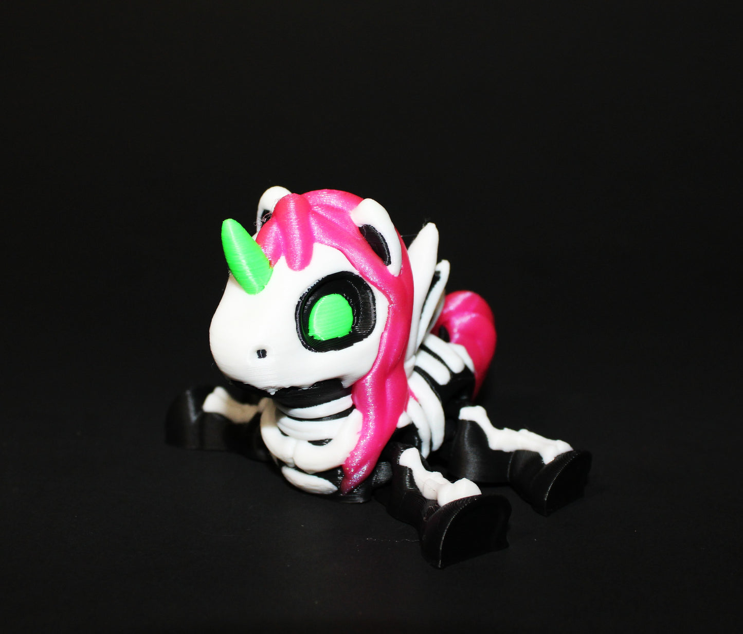 Skeleton Unicorn 3" Tall: 3D Printed Articulated Fidget Figurine