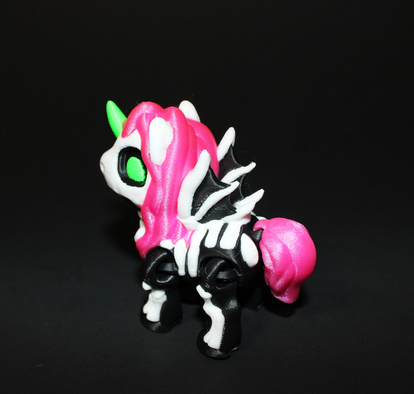 Skeleton Unicorn 3" Tall: 3D Printed Articulated Fidget Figurine