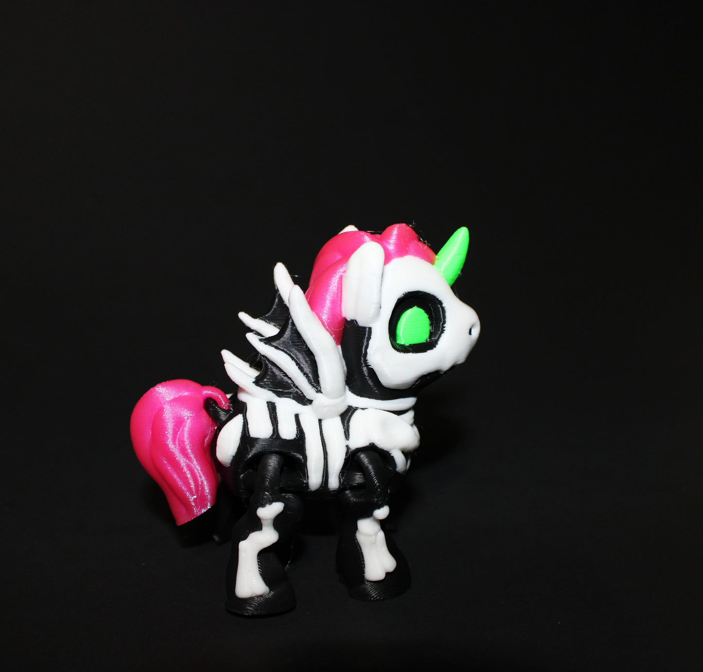 Skeleton Unicorn 3" Tall: 3D Printed Articulated Fidget Figurine