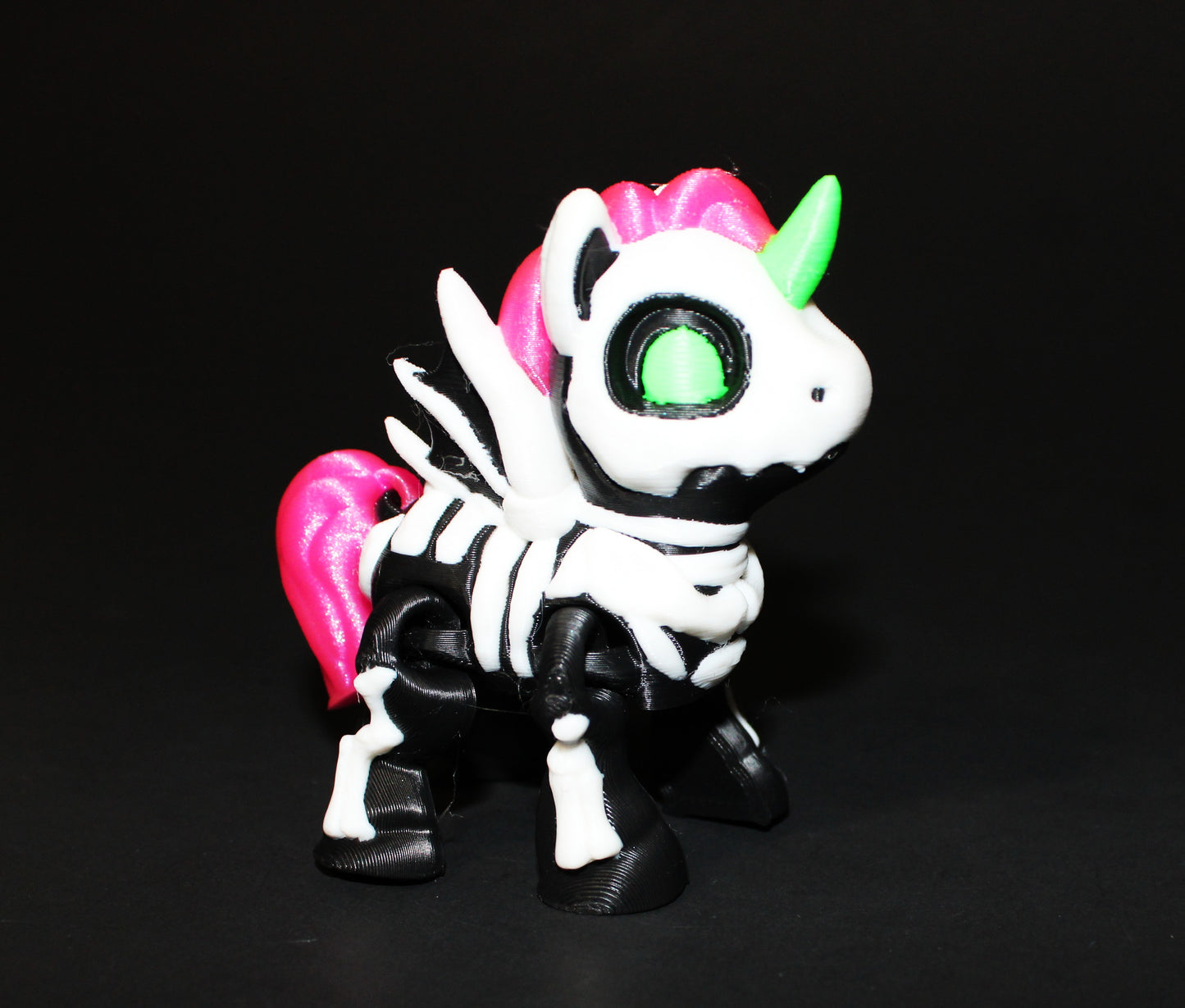 Skeleton Unicorn 3" Tall: 3D Printed Articulated Fidget Figurine