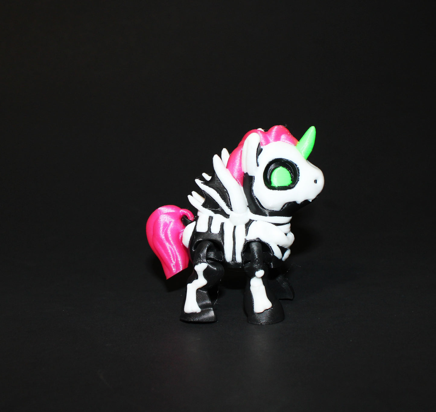 Skeleton Unicorn 3" Tall: 3D Printed Articulated Fidget Figurine