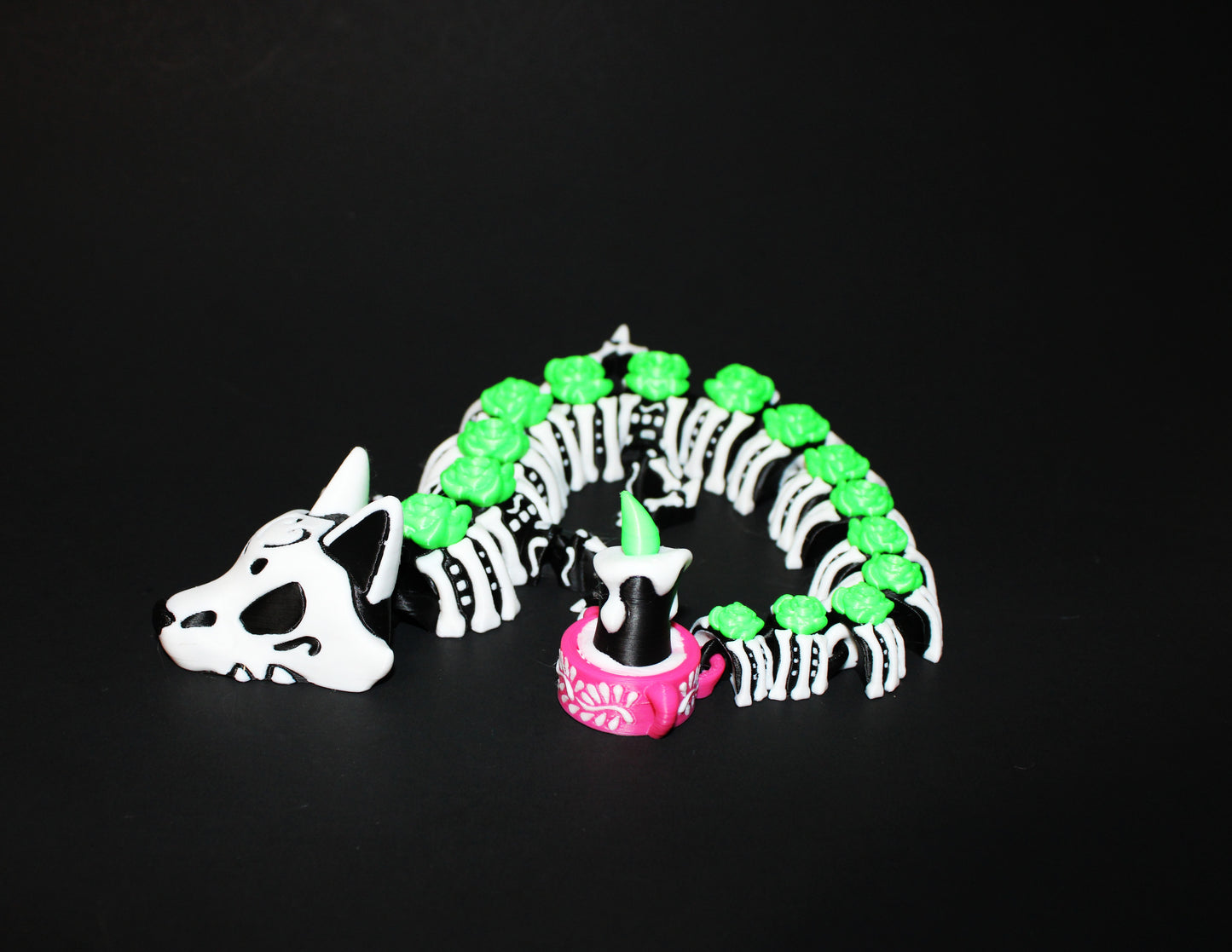 Day of the Dead Dragon 3D Printed Articulated Figurine 16.5" Long or Mini 6" Long