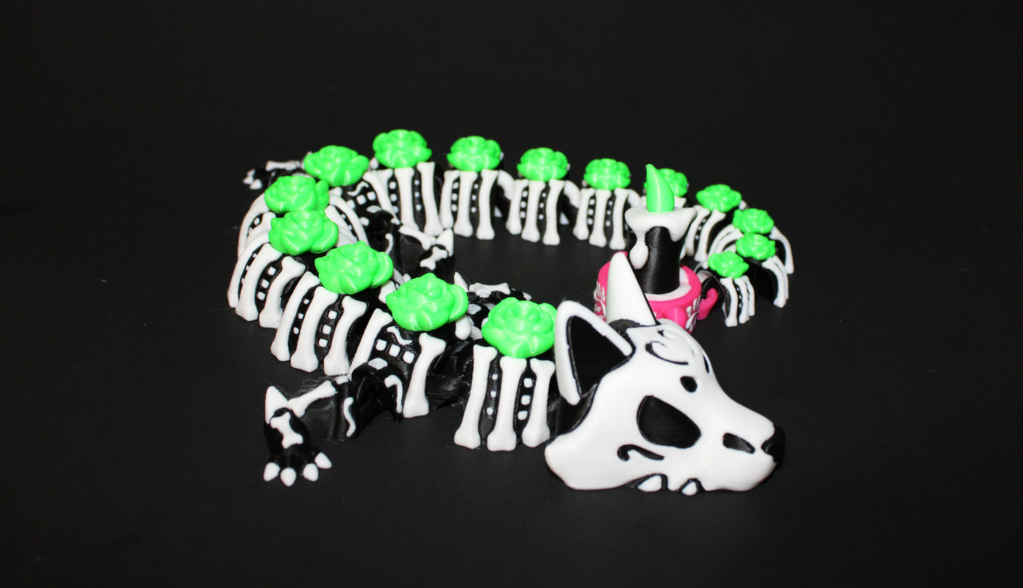 Day of the Dead Dragon 3D Printed Articulated Figurine 16.5" Long or Mini 6" Long