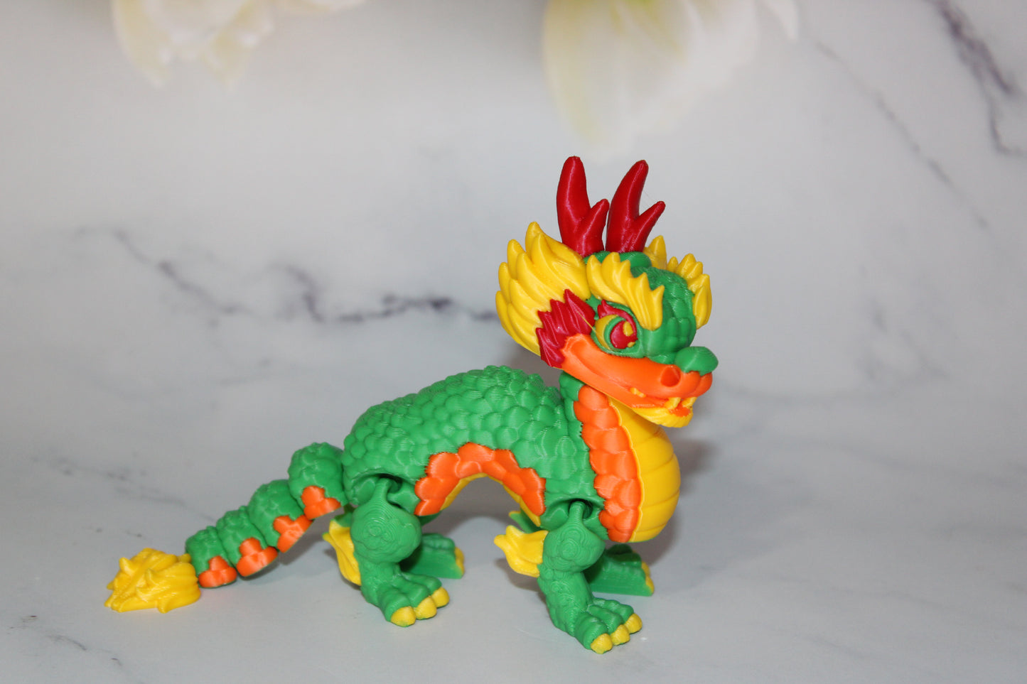 Chinese Dragon 3D Printed Articulated Flexi Fidget Figurine
