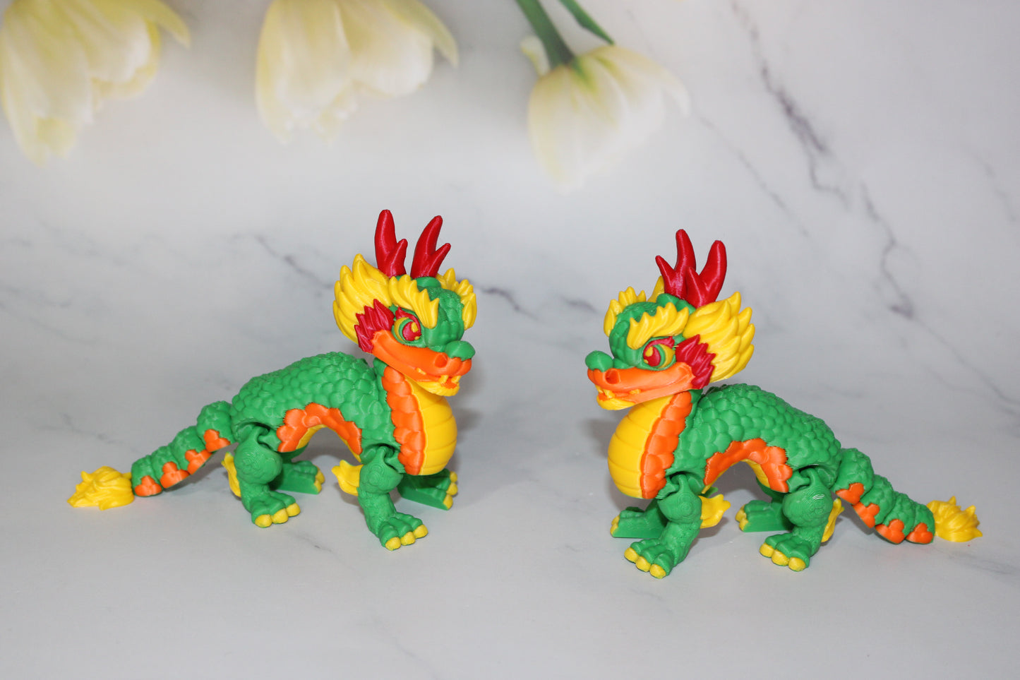 Chinese Dragon 3D Printed Articulated Flexi Fidget Figurine