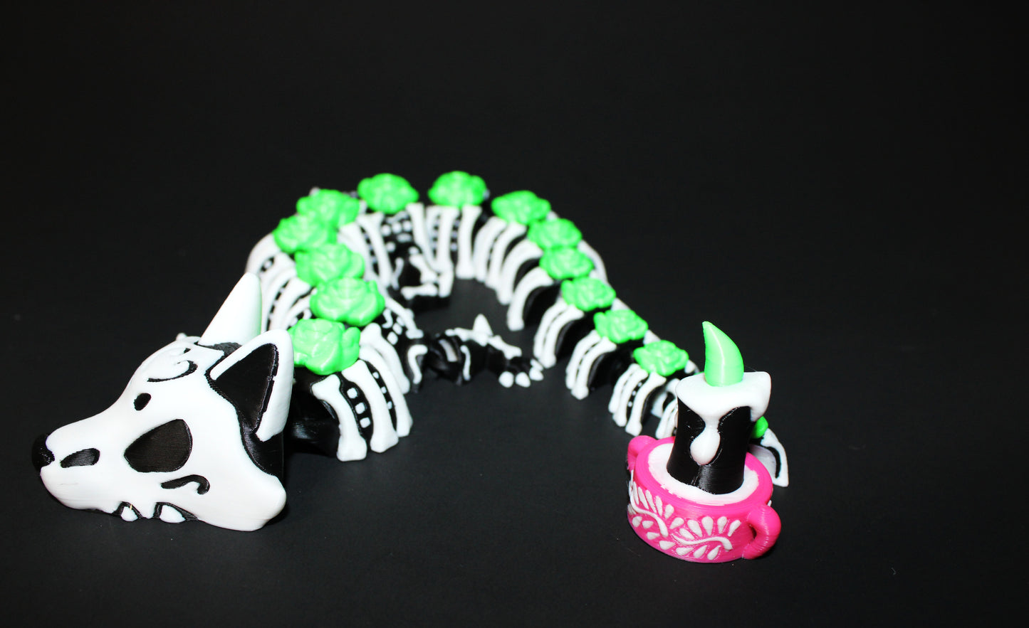 Day of the Dead Dragon 3D Printed Articulated Figurine 16.5" Long or Mini 6" Long