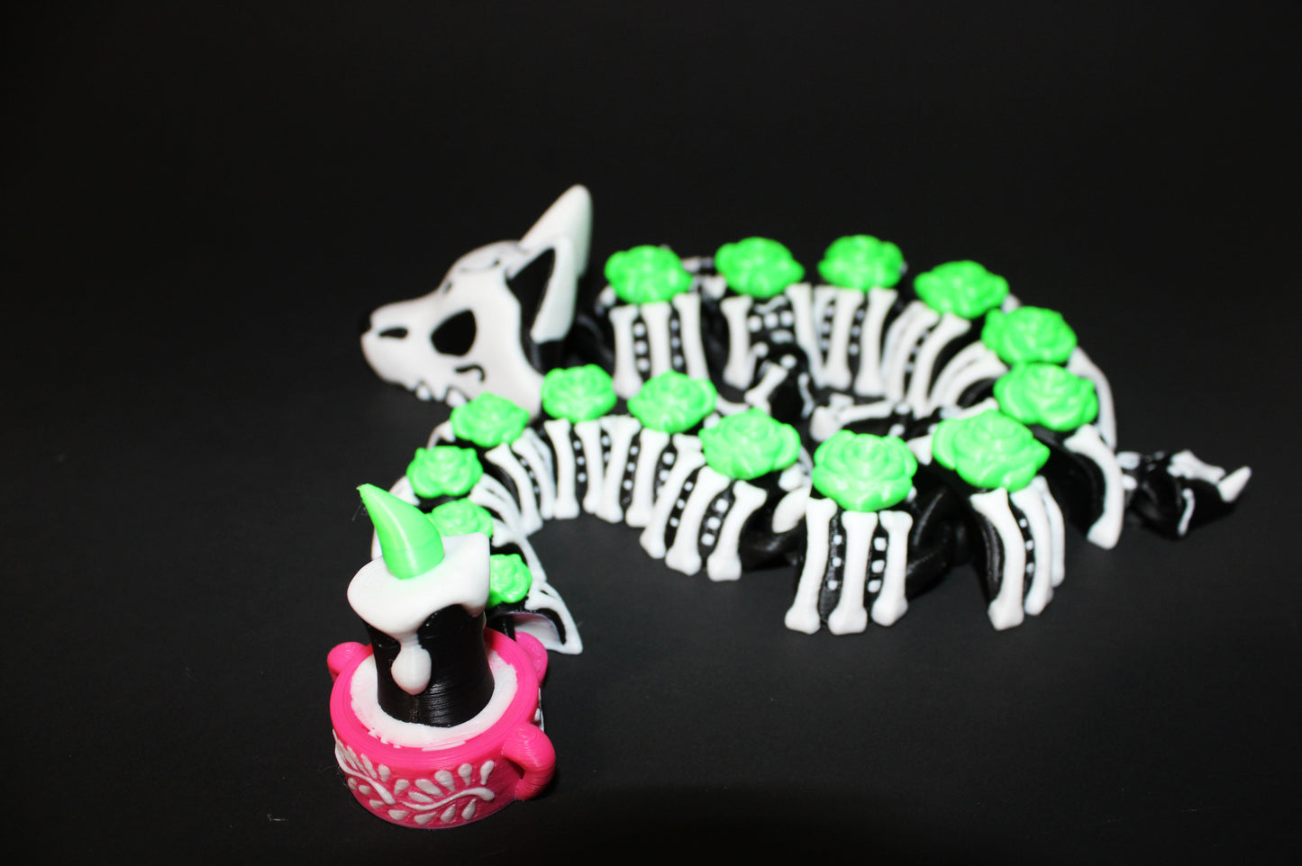 Day of the Dead Dragon 3D Printed Articulated Figurine 16.5" Long or Mini 6" Long
