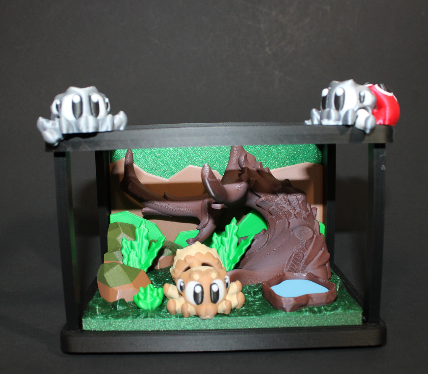 3D Printed Flexi Jumping Spider Set: 3 Spiders Included with Enclosure