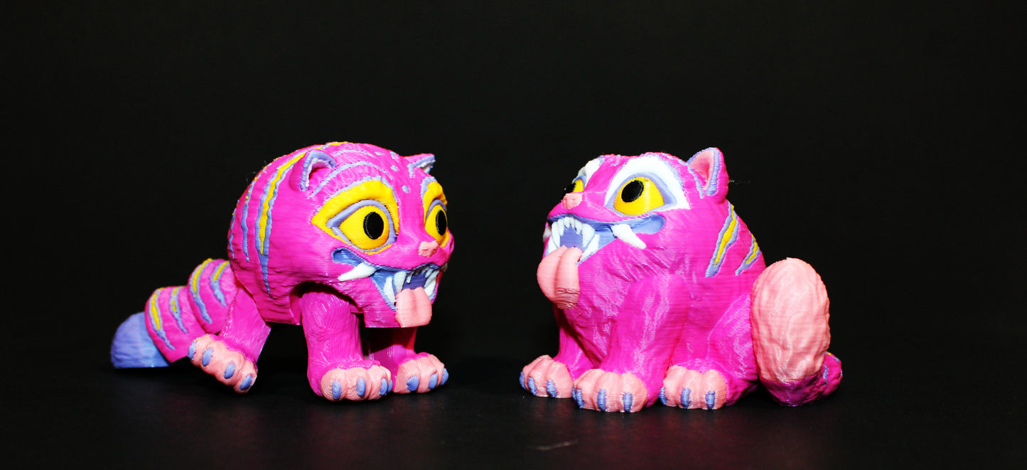 3D Printed Articulated Fidget Toy: Oni Tiger 3.5" Long-Flexi or Sculpt Options
