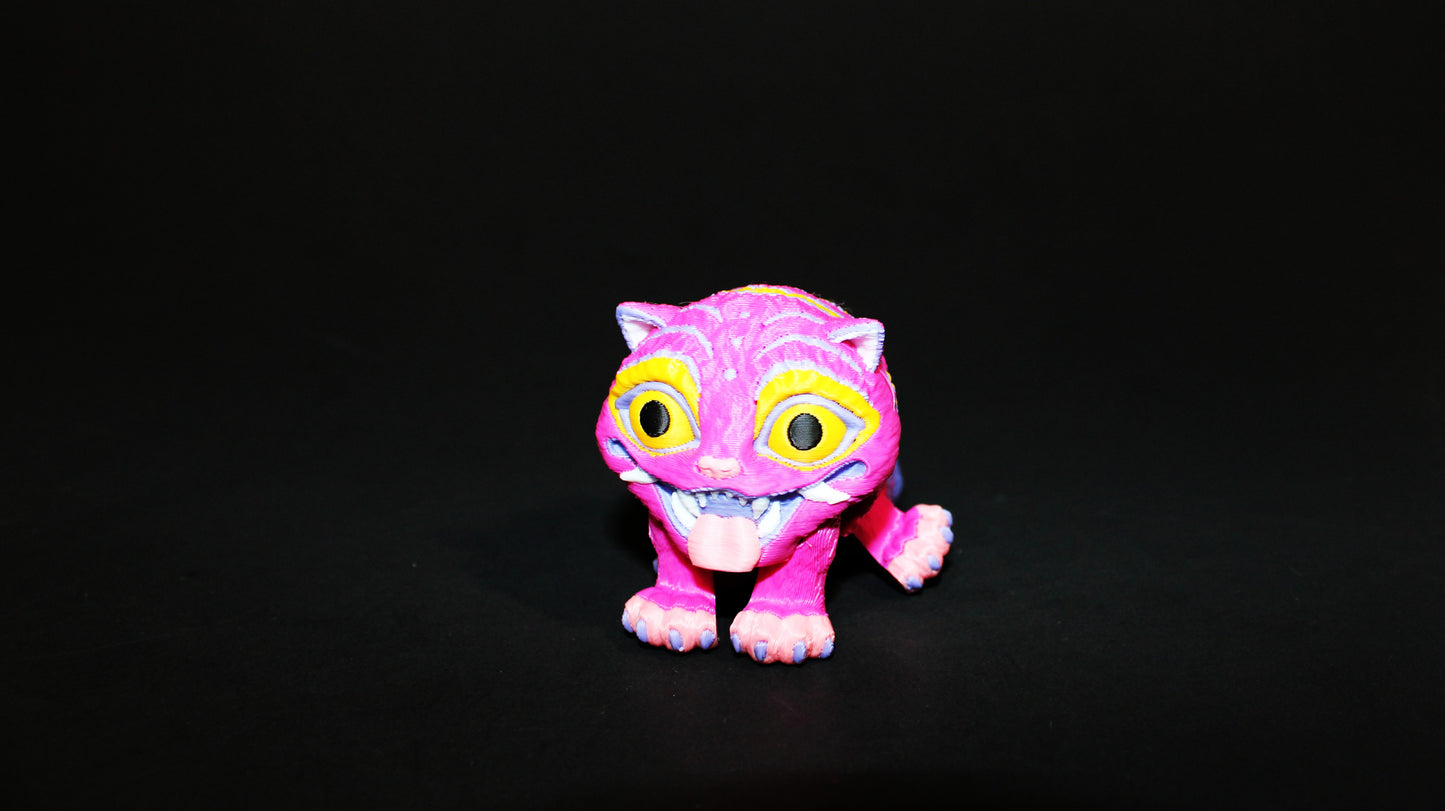 3D Printed Articulated Fidget Toy: Oni Tiger 3.5" Long-Flexi or Sculpt Options