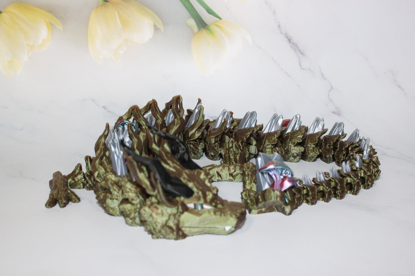 Woodland Dragon 3d Printed Articulated Flexi Fidget