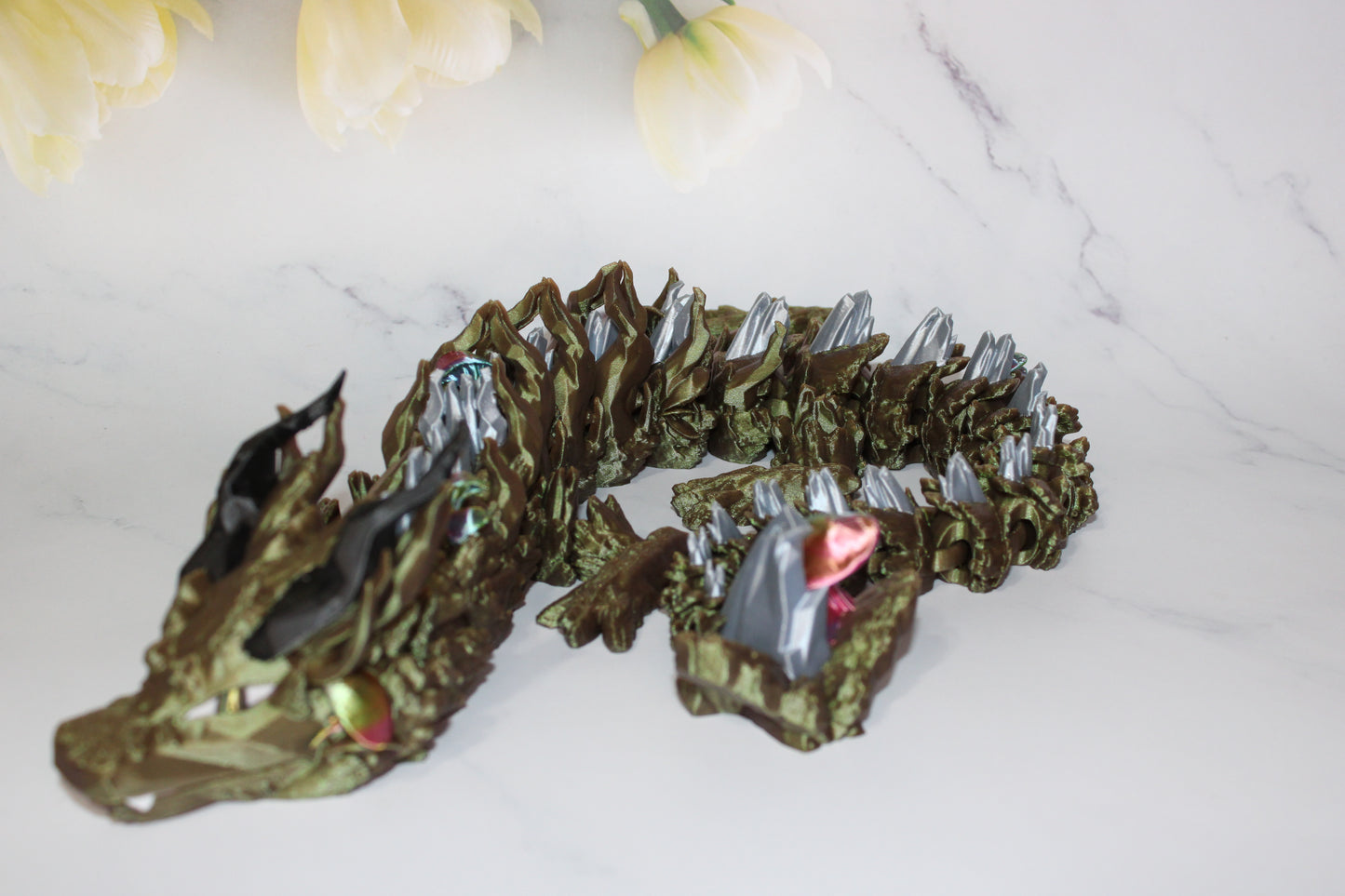 Woodland Dragon 3d Printed Articulated Flexi Fidget