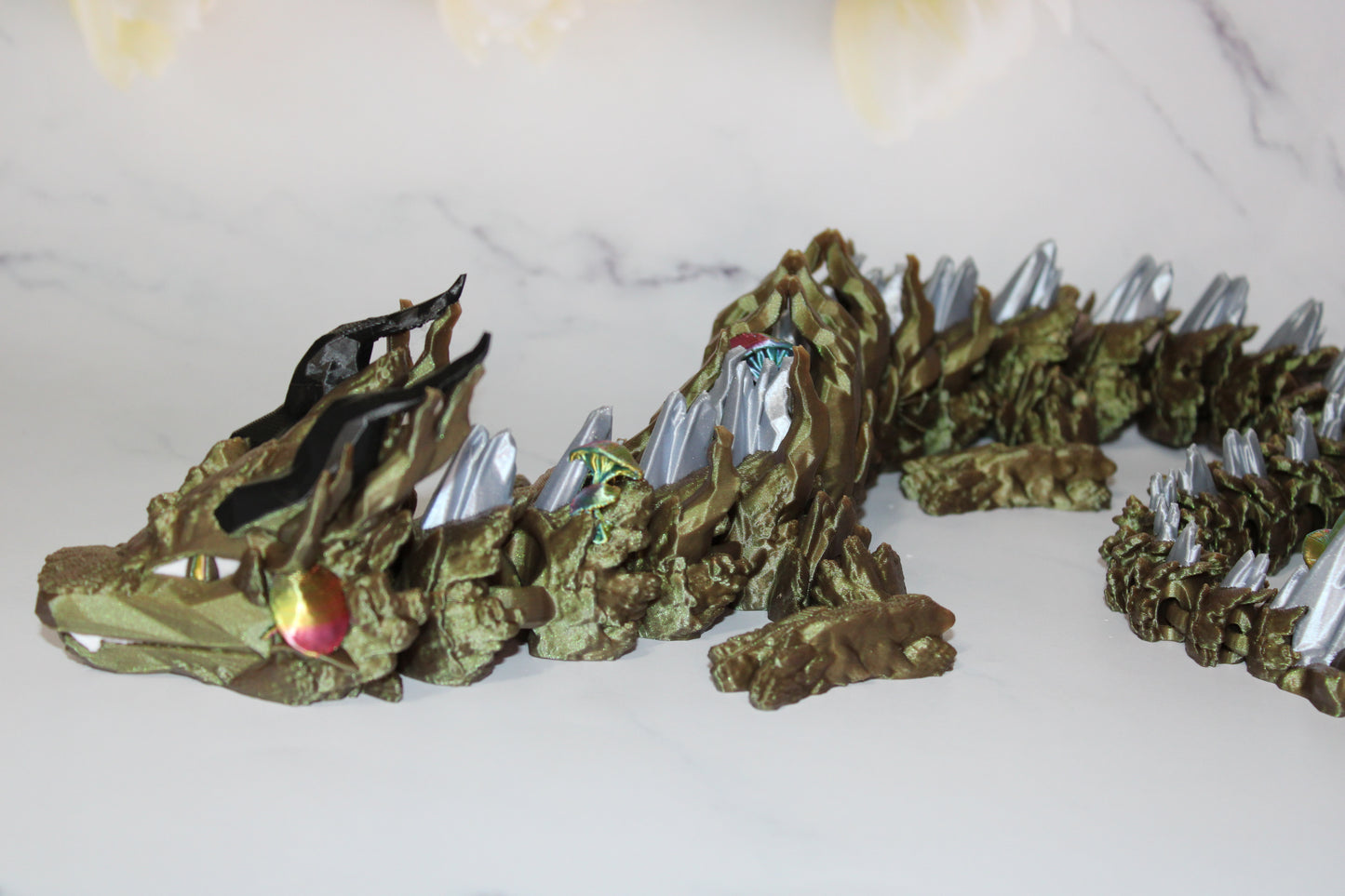 Woodland Dragon 3d Printed Articulated Flexi Fidget