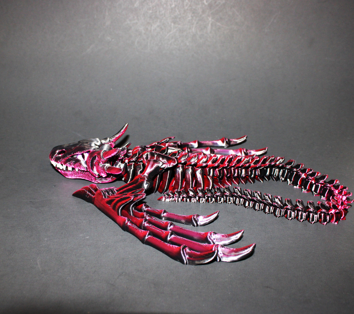 Biting Skeleton Dragon 16 inches x 16 in wingspan-3D Printed Articulated Flexi Fidget Figurine