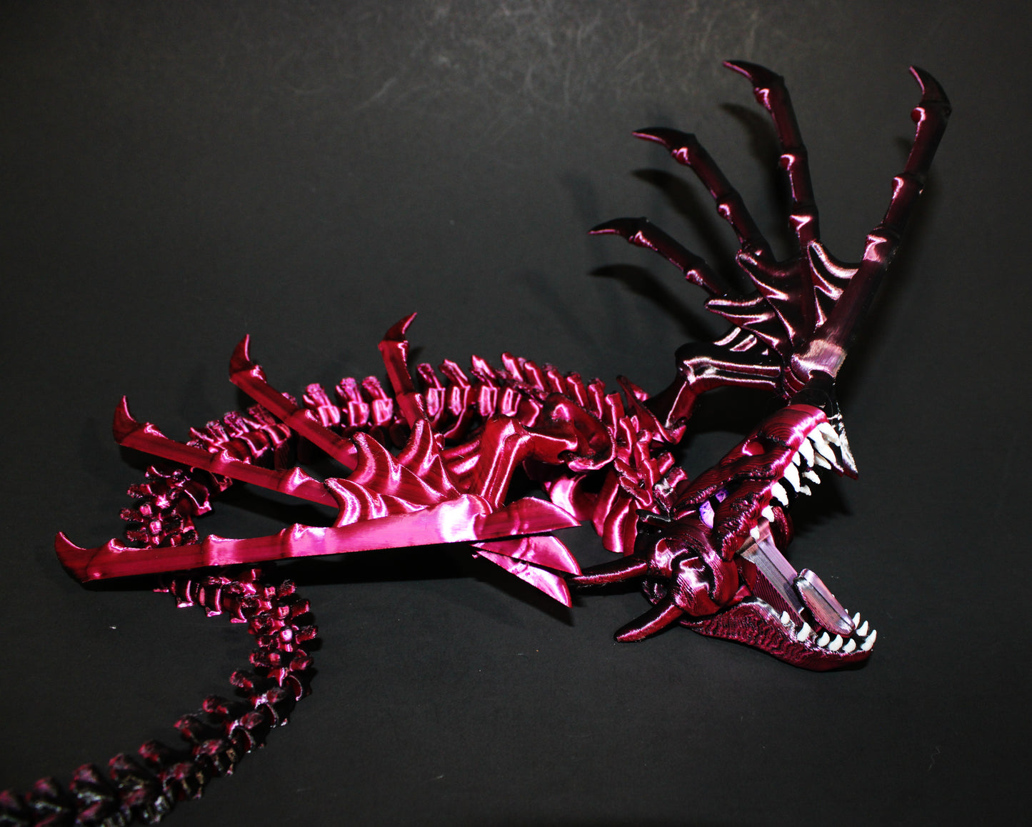 Biting Skeleton Dragon 16 inches x 16 in wingspan-3D Printed Articulated Flexi Fidget Figurine