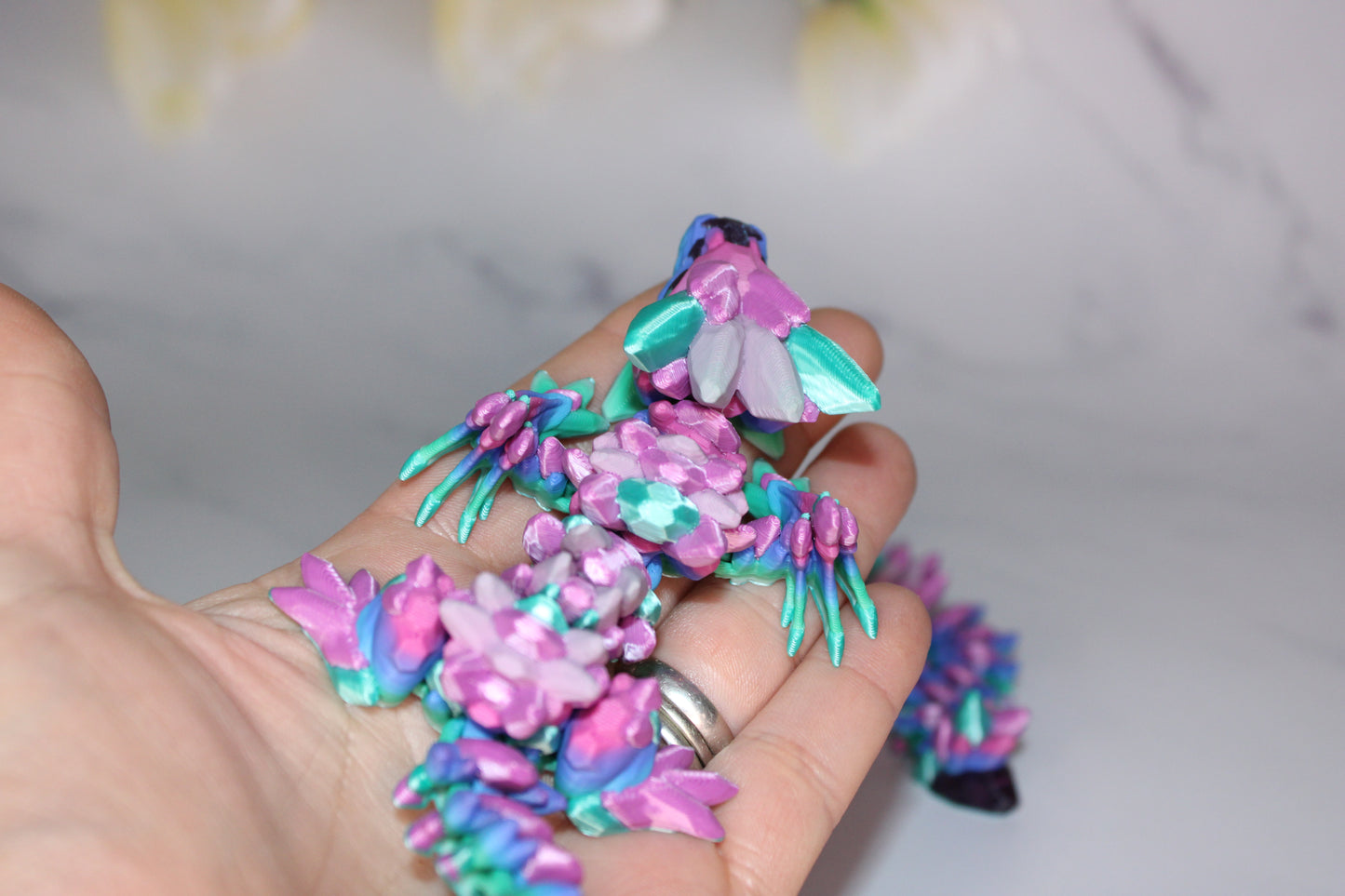 Baby Crystal Gemstone or Crystal Gemstone Wyvern Dragon Articulated Figurine - Wonderland 3D Printing