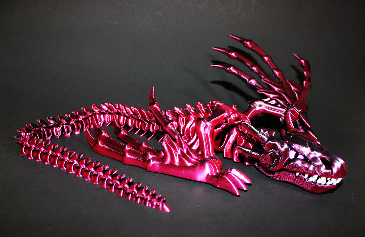Biting Skeleton Dragon 16 inches x 16 in wingspan-3D Printed Articulated Flexi Fidget Figurine