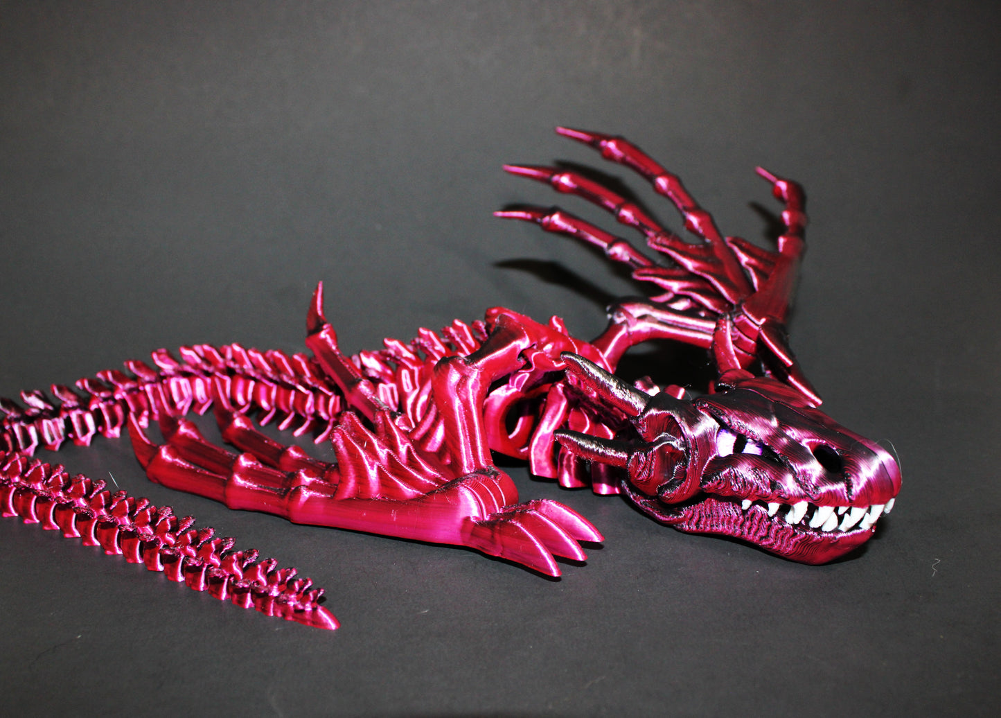 Biting Skeleton Dragon 16 inches x 16 in wingspan-3D Printed Articulated Flexi Fidget Figurine