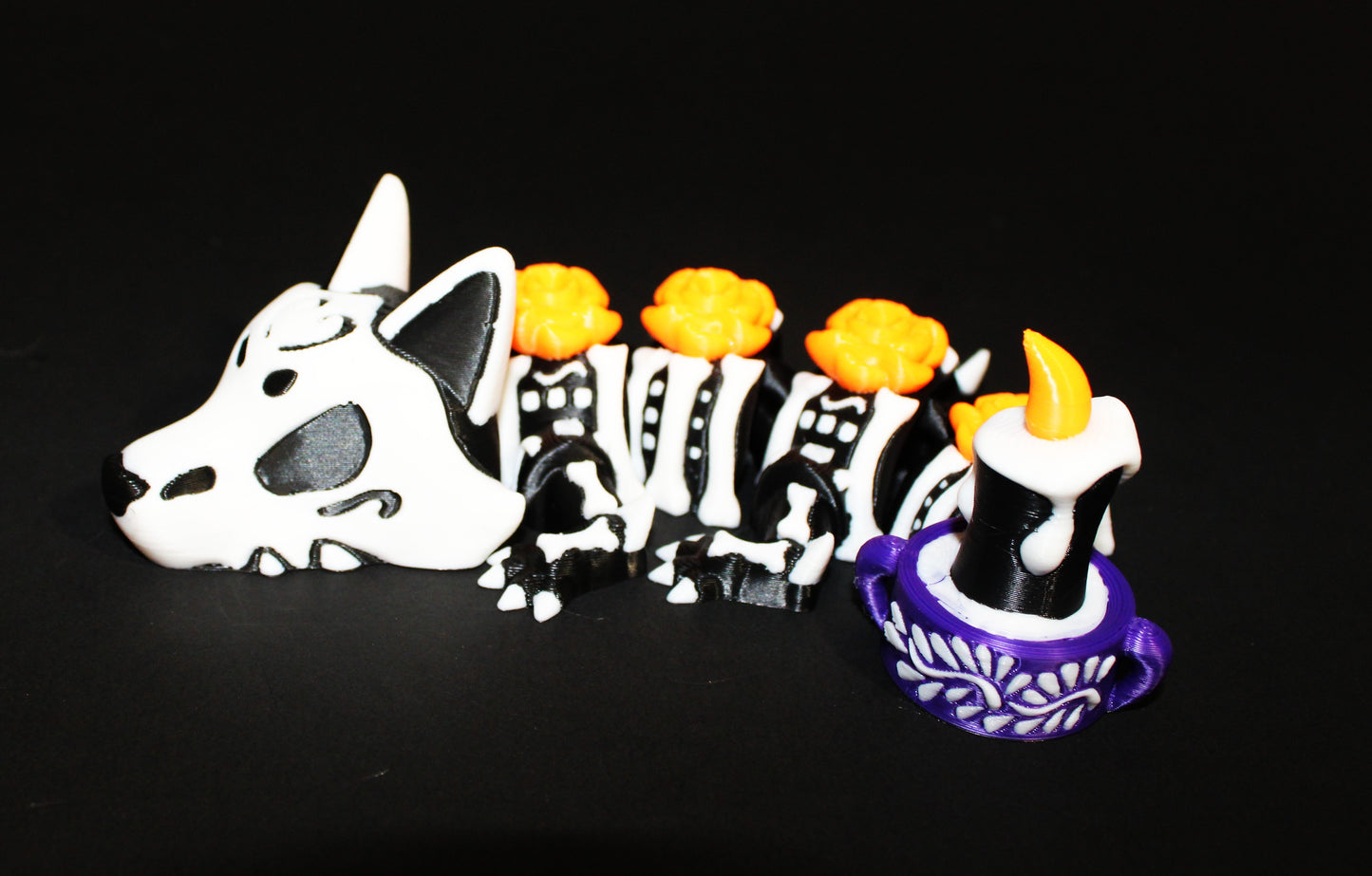 Day of the Dead Dragon 3D Printed Articulated Figurine 16.5" Long or Mini 6" Long