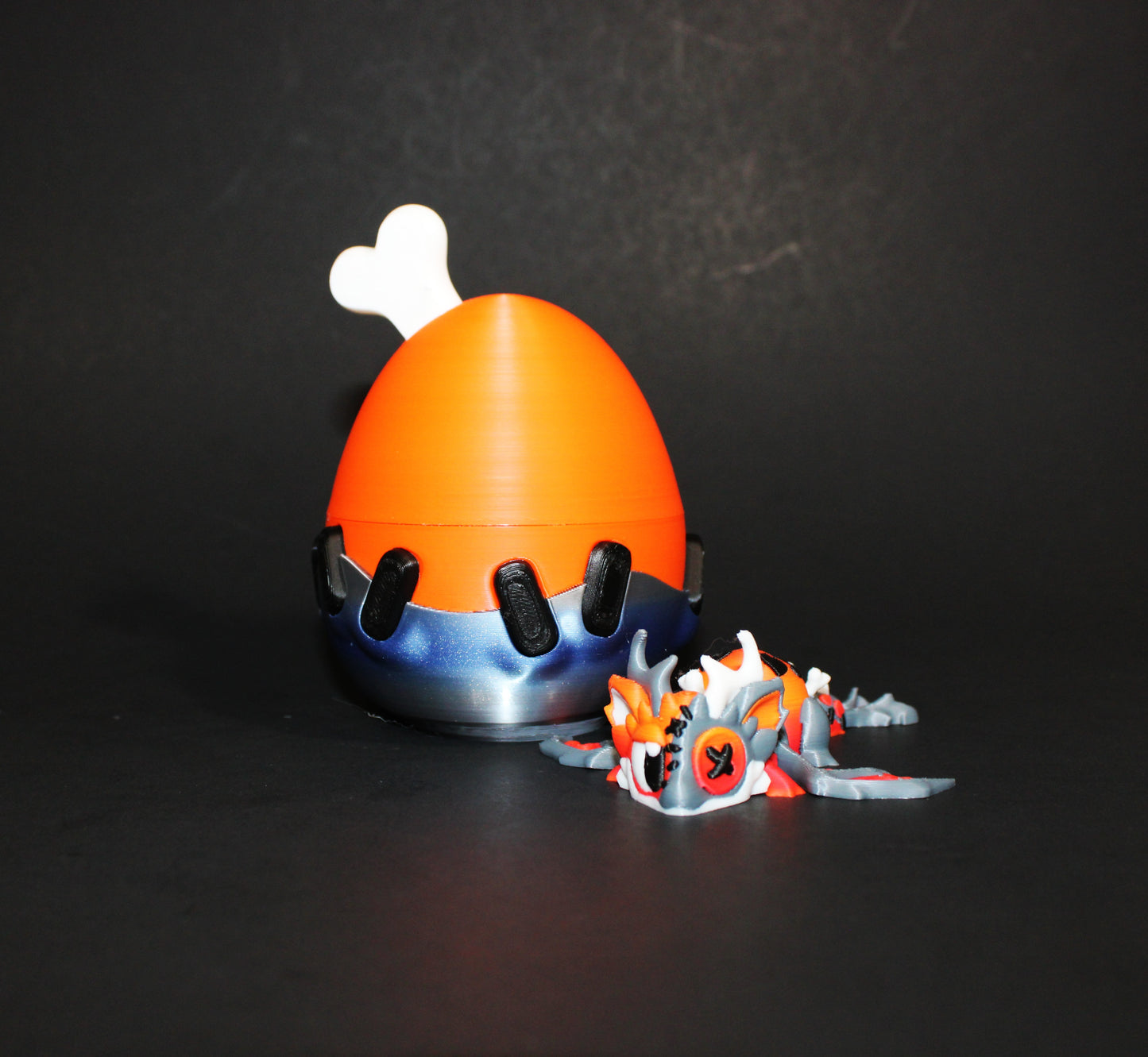 Halloween Dragon with Egg: 4.5 inches Long 3D Printed Articulated Flexi Fidget