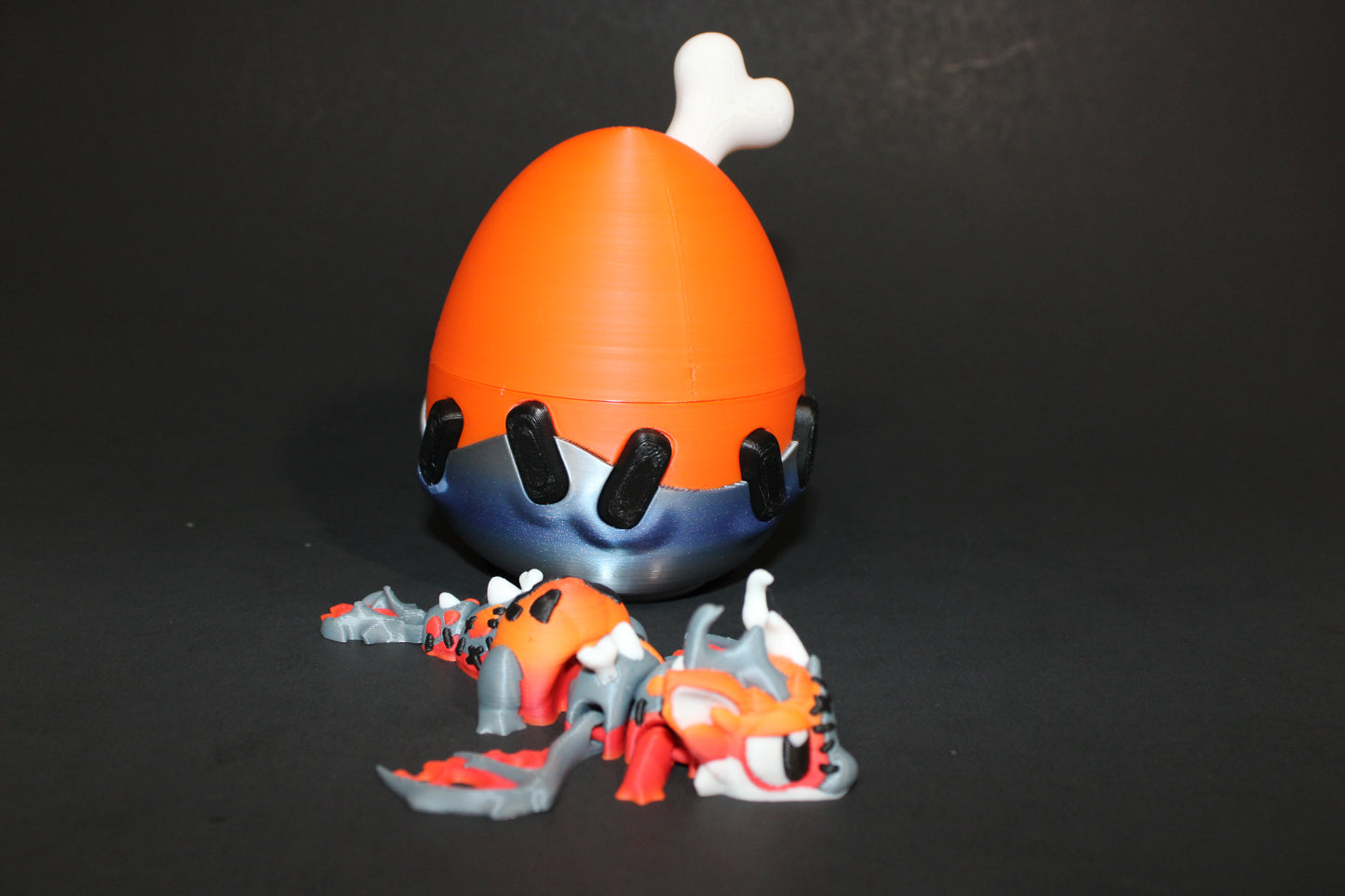 Halloween Dragon with Egg: 4.5 inches Long 3D Printed Articulated Flexi Fidget