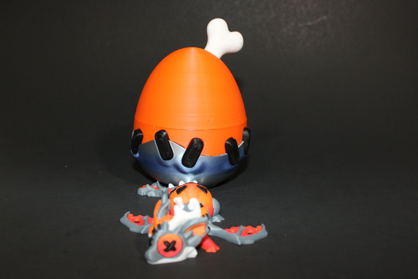 Halloween Dragon with Egg: 4.5 inches Long 3D Printed Articulated Flexi Fidget
