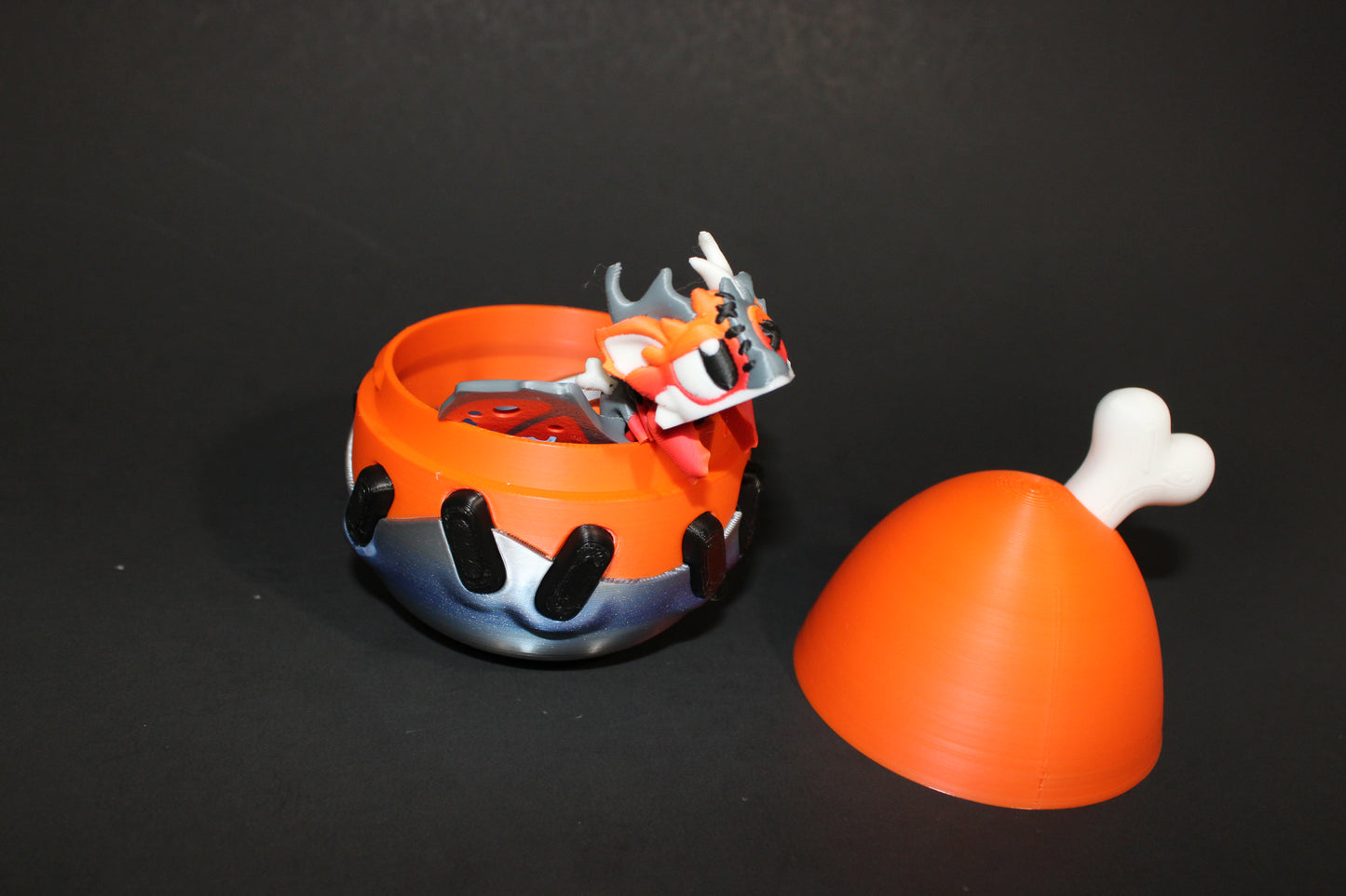 Halloween Dragon with Egg: 4.5 inches Long 3D Printed Articulated Flexi Fidget