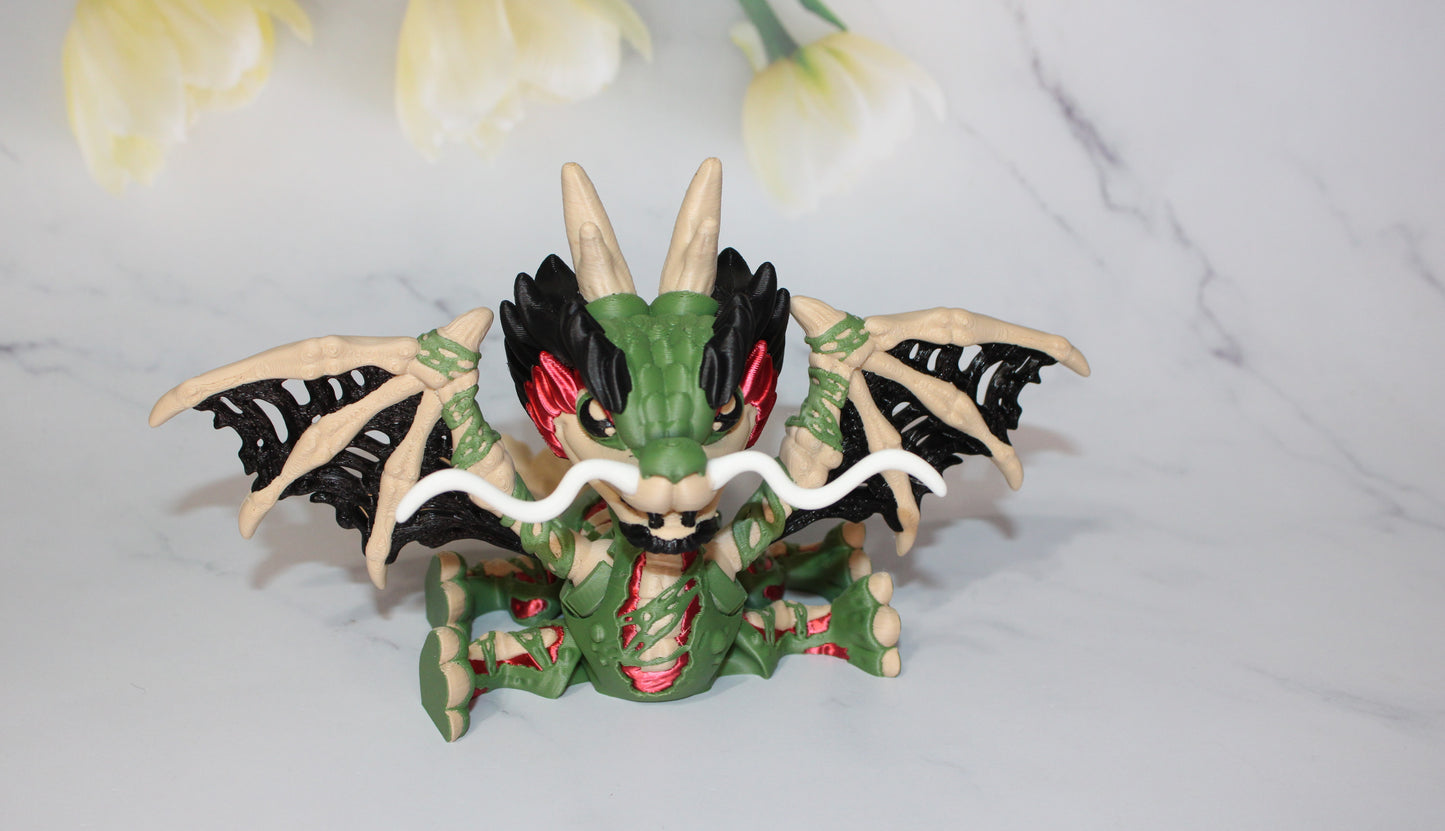 Zombie Dragon 3D Printed Articulated Flexi Fidget Figurine