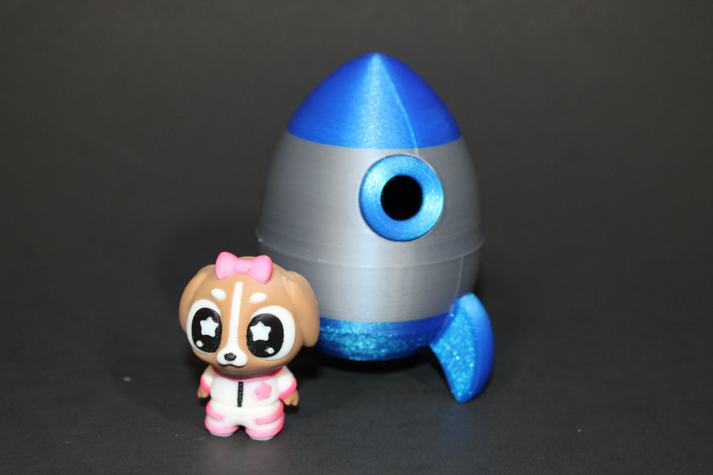3D Printed Flexi Astro Dog and Alien with Spaceship