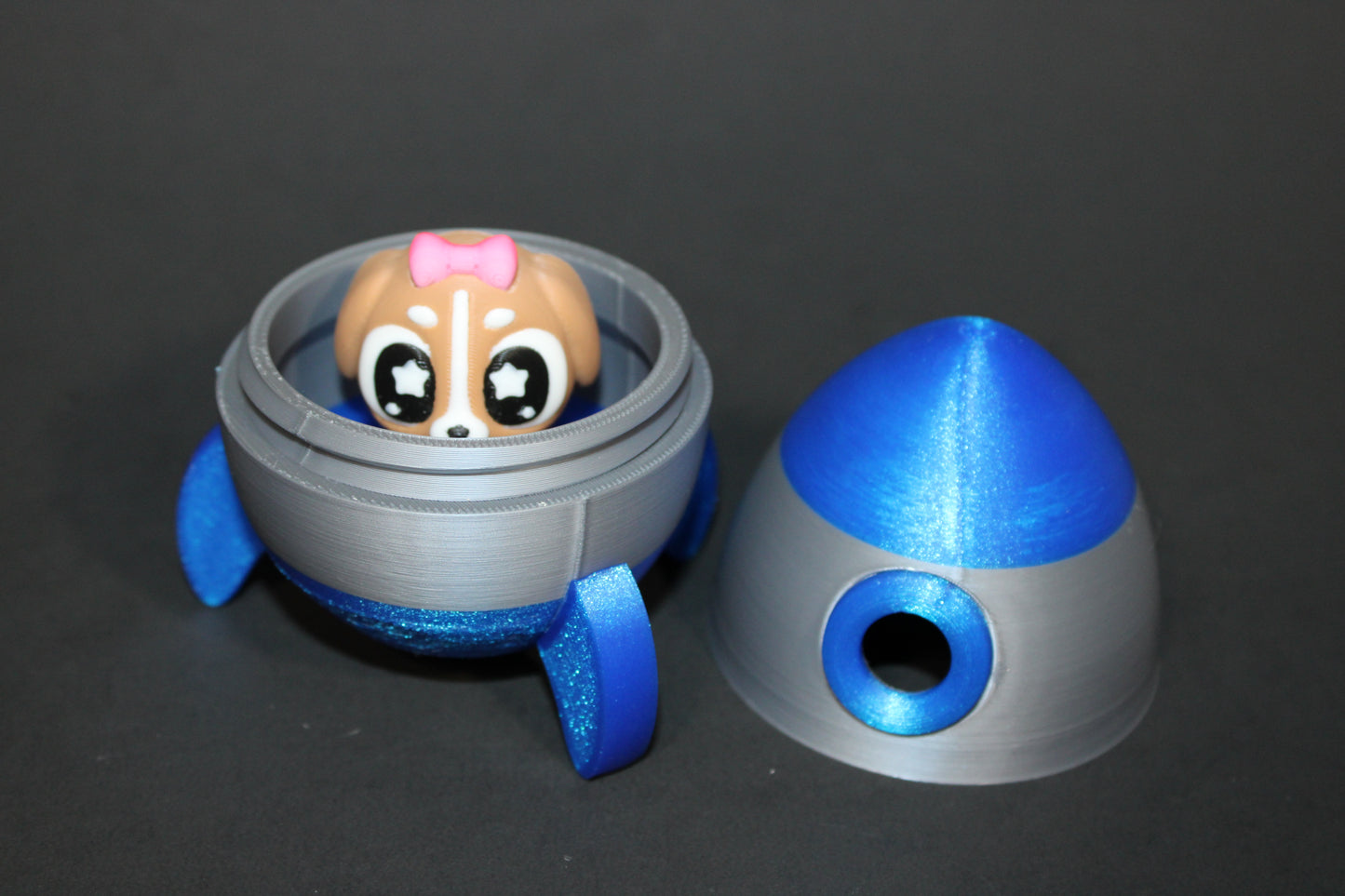 3D Printed Flexi Astro Dog and Alien with Spaceship