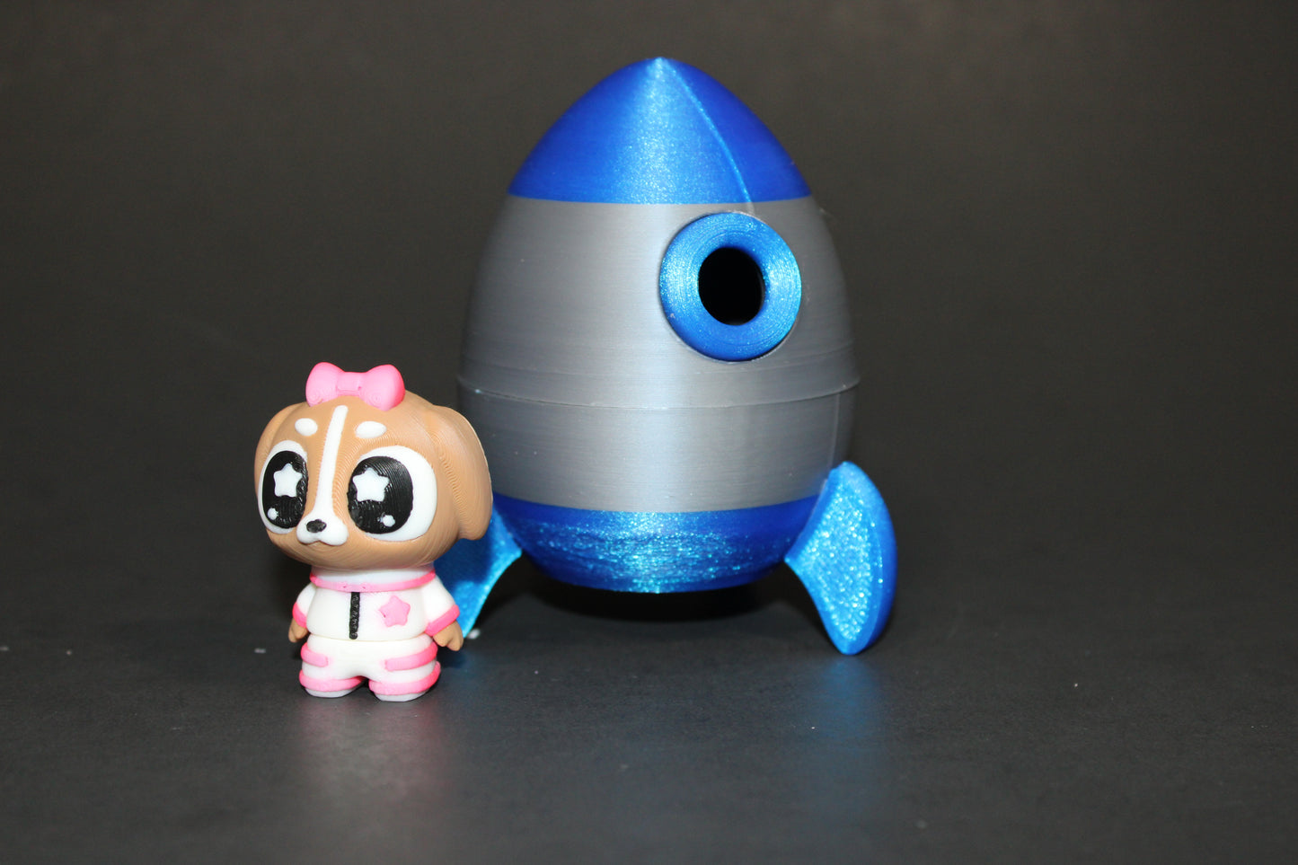 3D Printed Flexi Astro Dog and Alien with Spaceship