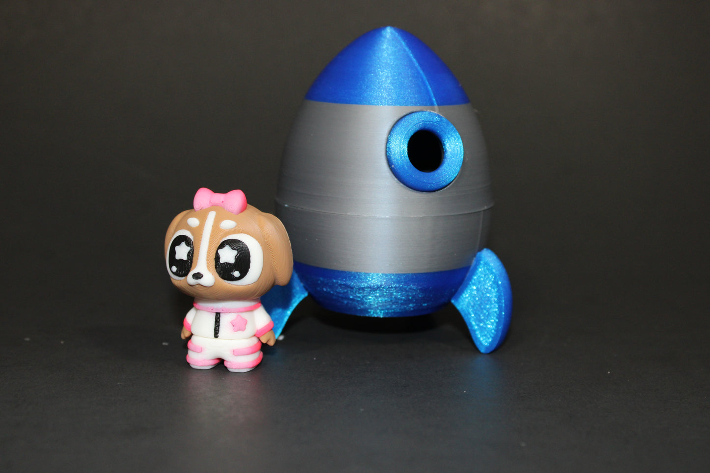 3D Printed Flexi Astro Dog and Alien with Spaceship
