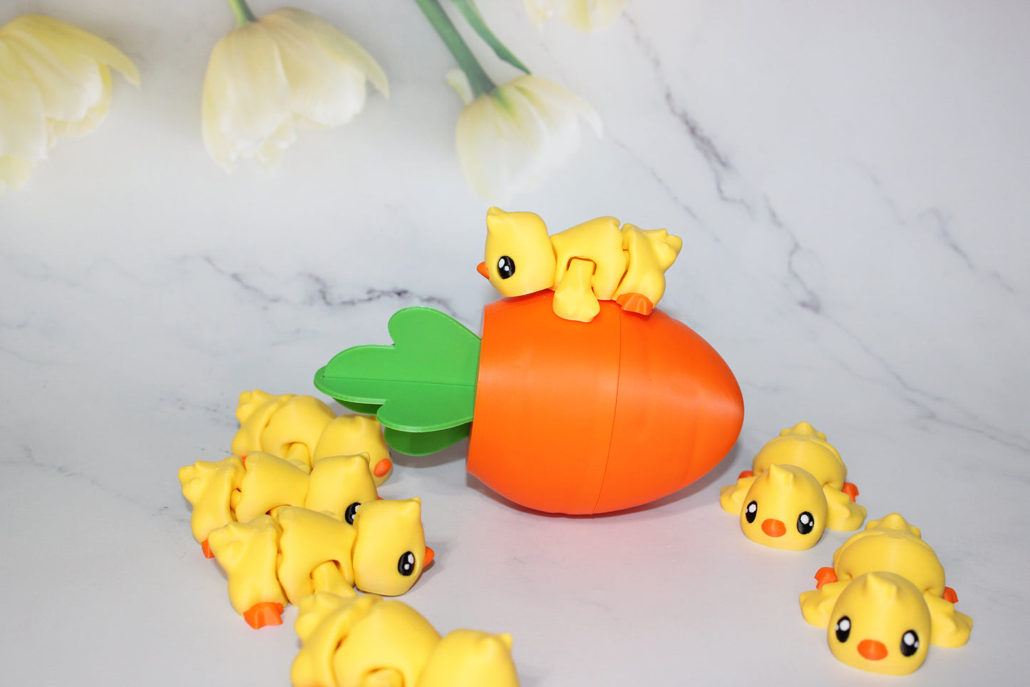 Egg Carrot with Ducky Flexi Articulated 3d Printed Figurine