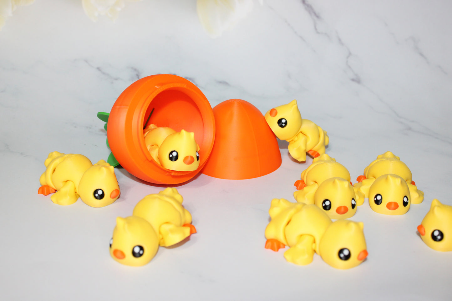 Egg Carrot with Ducky Flexi Articulated 3d Printed Figurine