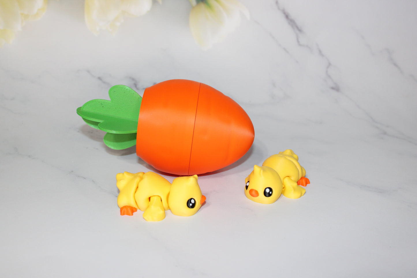 Egg Carrot with Ducky Flexi Articulated 3d Printed Figurine