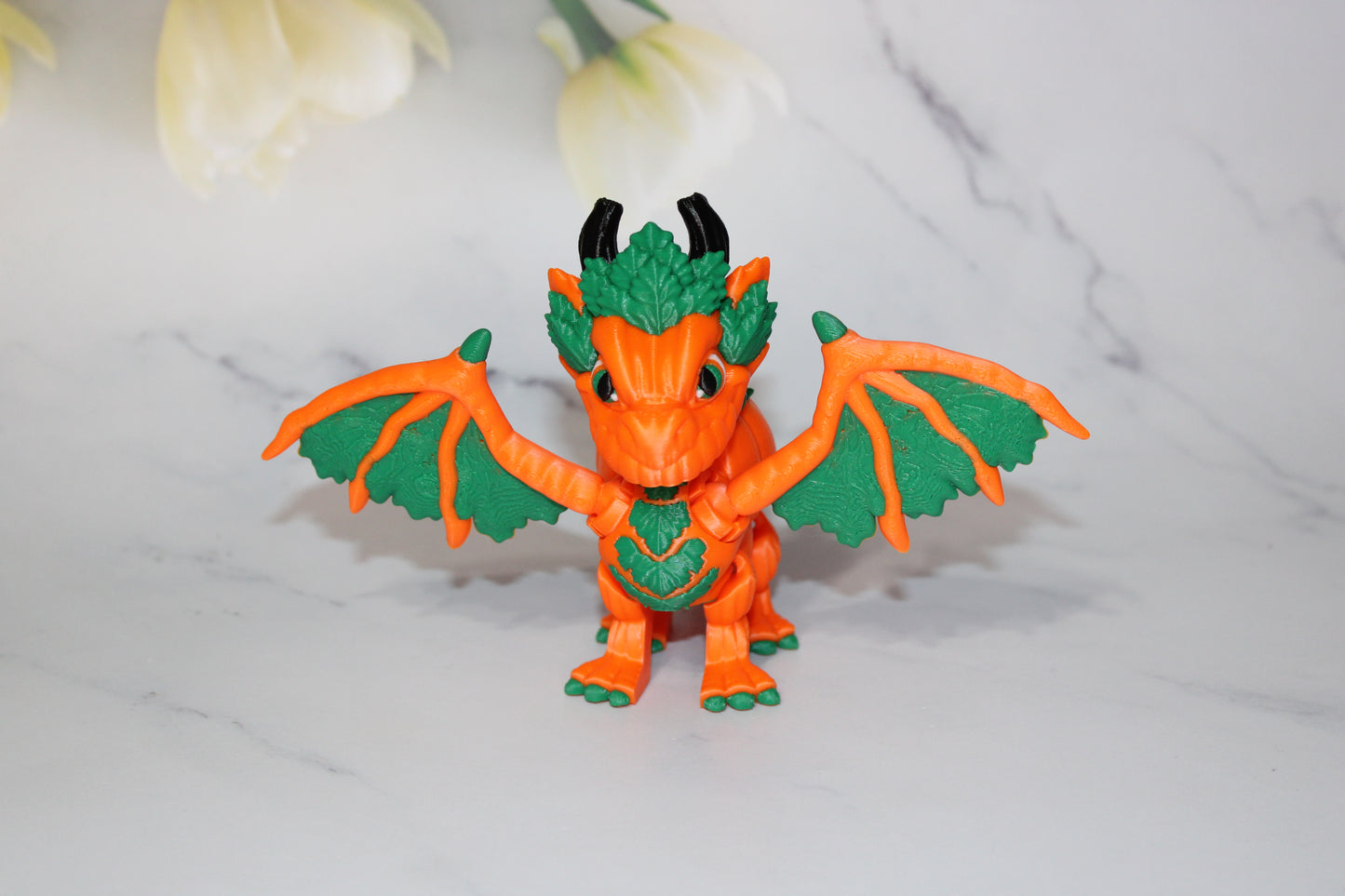 Pumpkin Dragon 3D Printed Articulated Flexi Fidget Figurine
