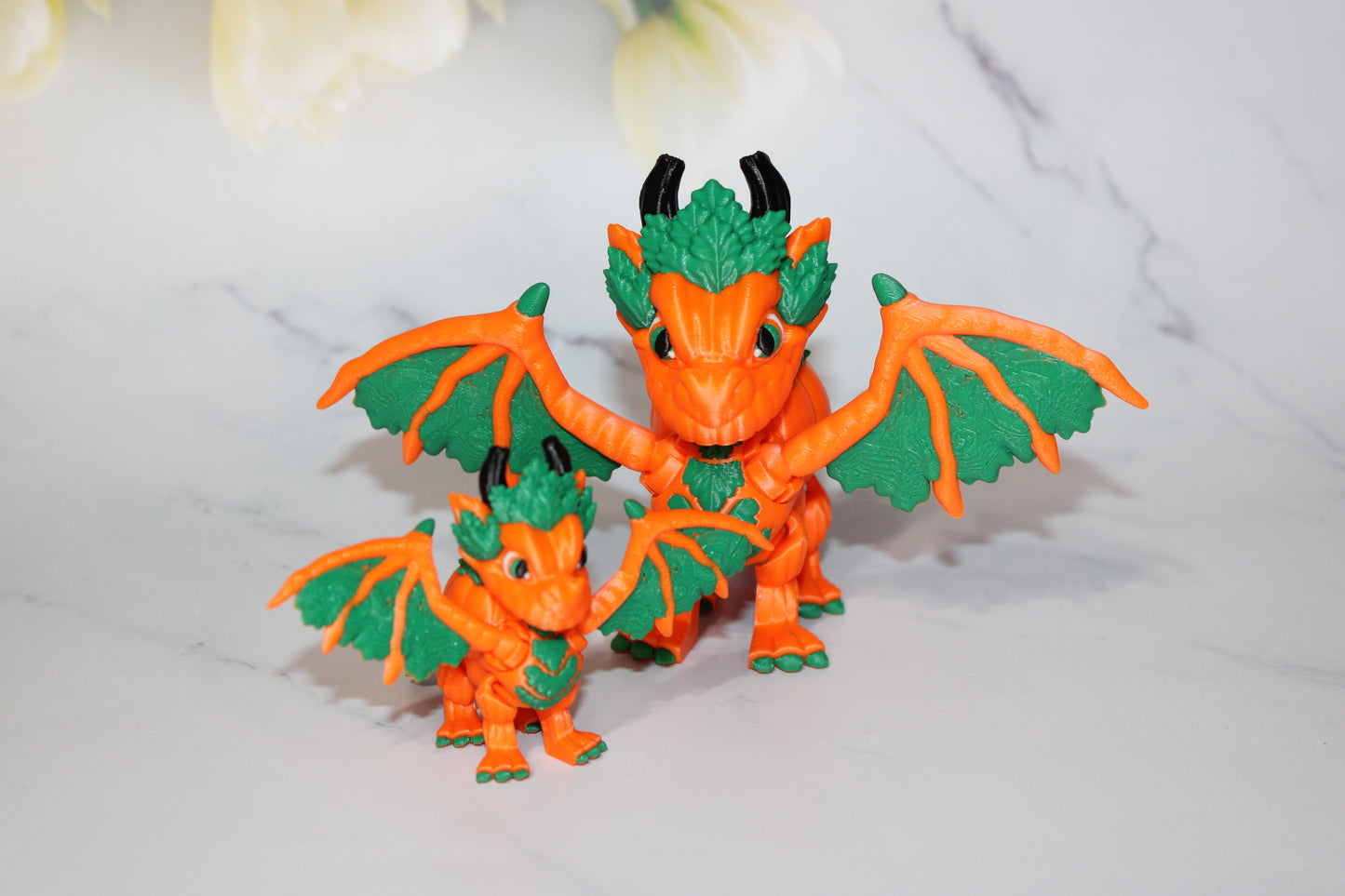 Pumpkin Dragon 3D Printed Articulated Flexi Fidget Figurine