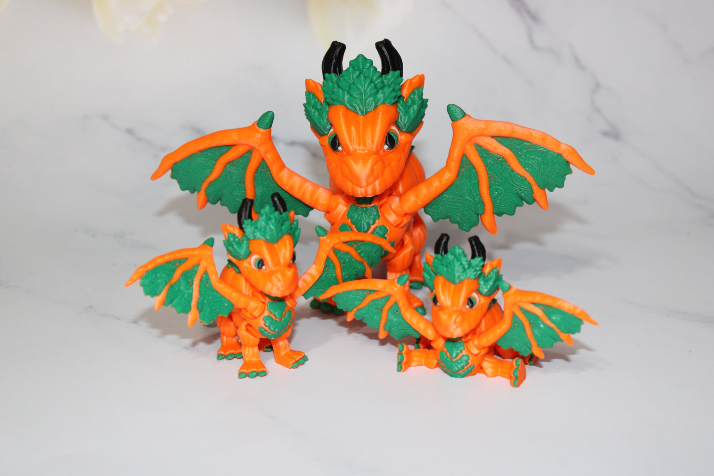 Pumpkin Dragon 3D Printed Articulated Flexi Fidget Figurine